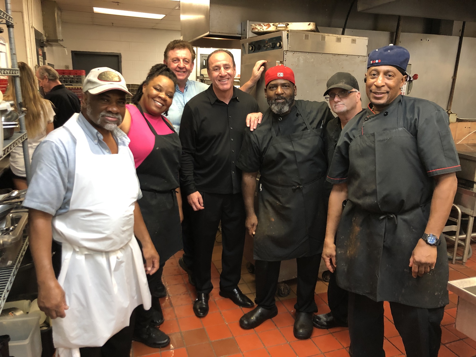 River City Brewing Co.’s final kitchen crew with co-owner Anthony Candelino, center, and head chef Marvin Barnes, center right.