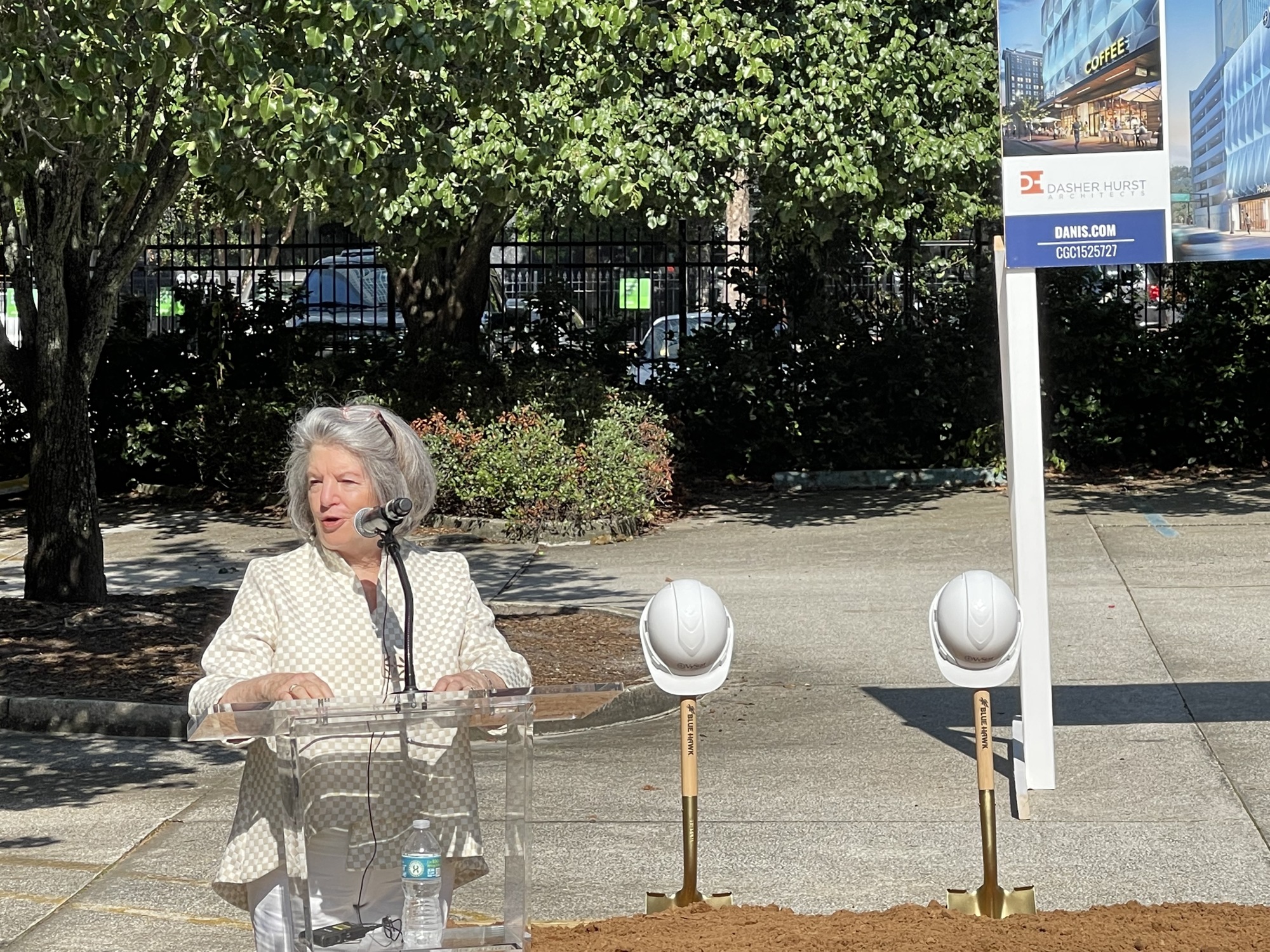 Downtown Investment Authority CEO Lori Boyer speaks at the groundbreaking.