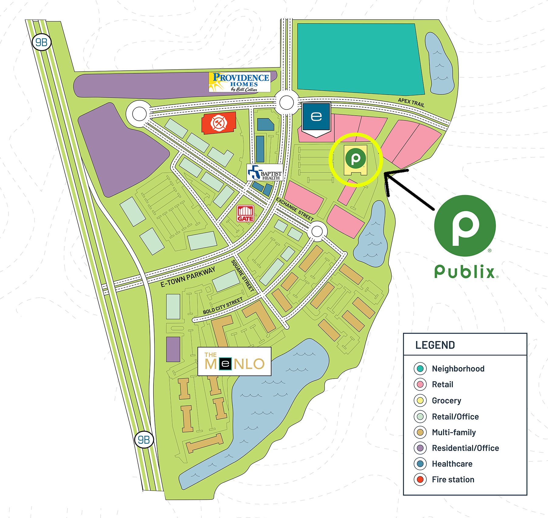 A map of the Publix at eTown.