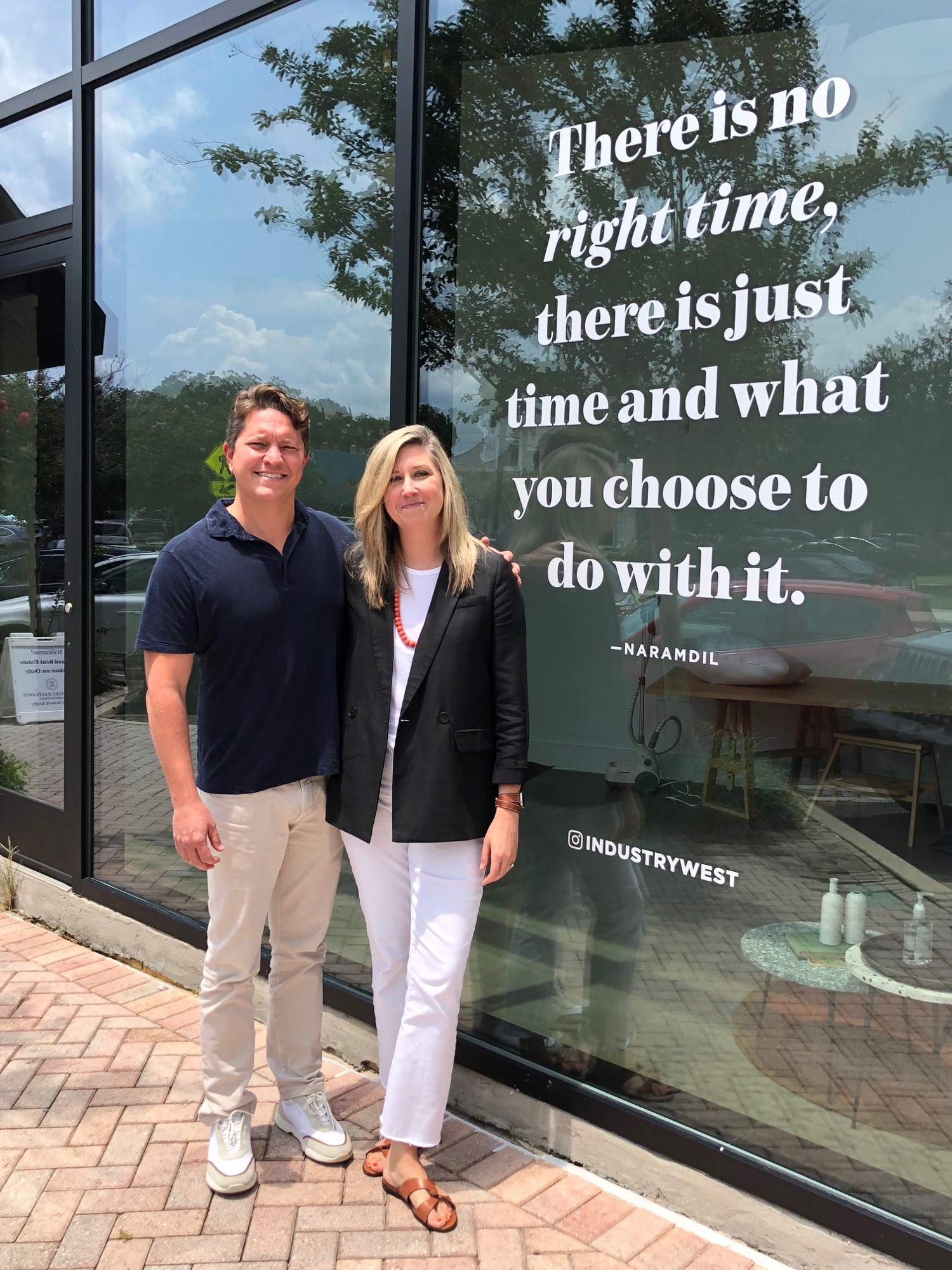 Industry West co-founders Jordan and Anne England outside their headquarters in San Marco. They started the online furniture sales business in 2011.
