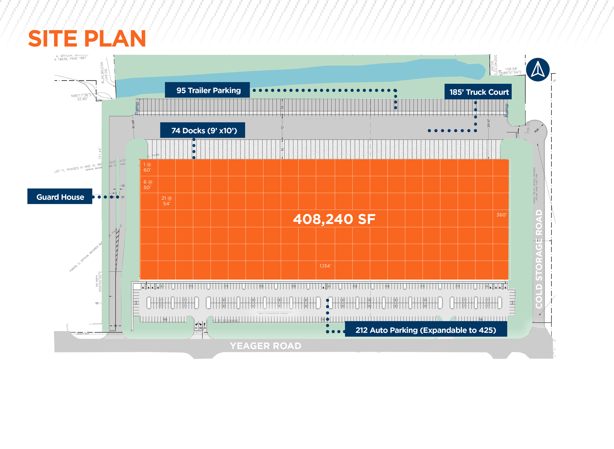 The site plan for the warehouse.