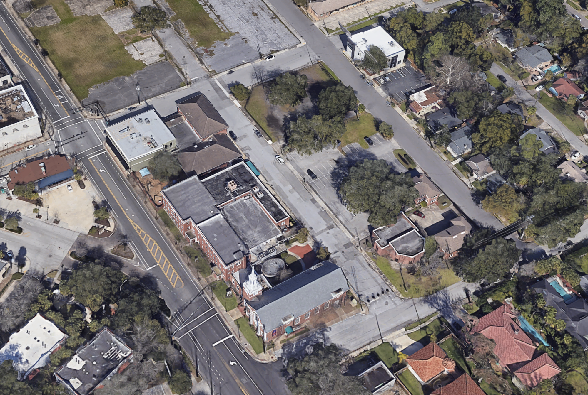 A satellite image of the area around South Jacksonville Presbyterian Church near San Marco Square. (Google)