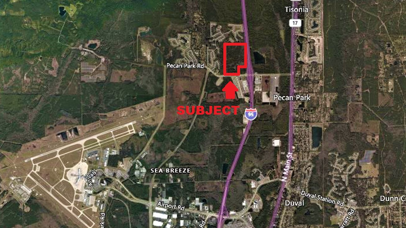 The site is north of Jacksonville International Airport.