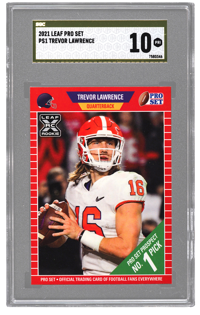 The Trevor Lawrence 2021 Leaf Pro Set rookie card featured on the Collectable Sports Assets website at Collectable.com.