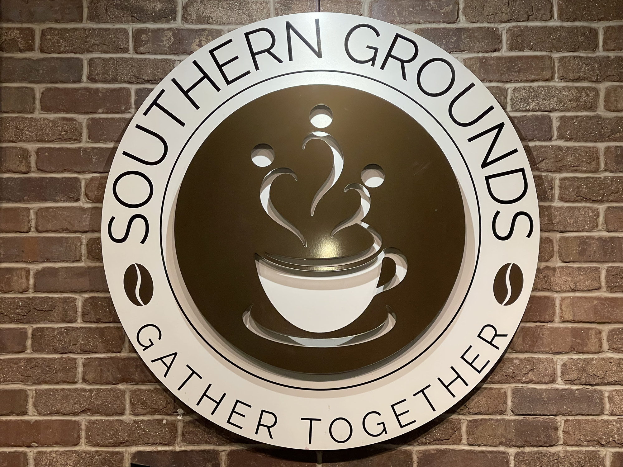 The Southern Grounds logo at the coffee shop in Neptune Beach.