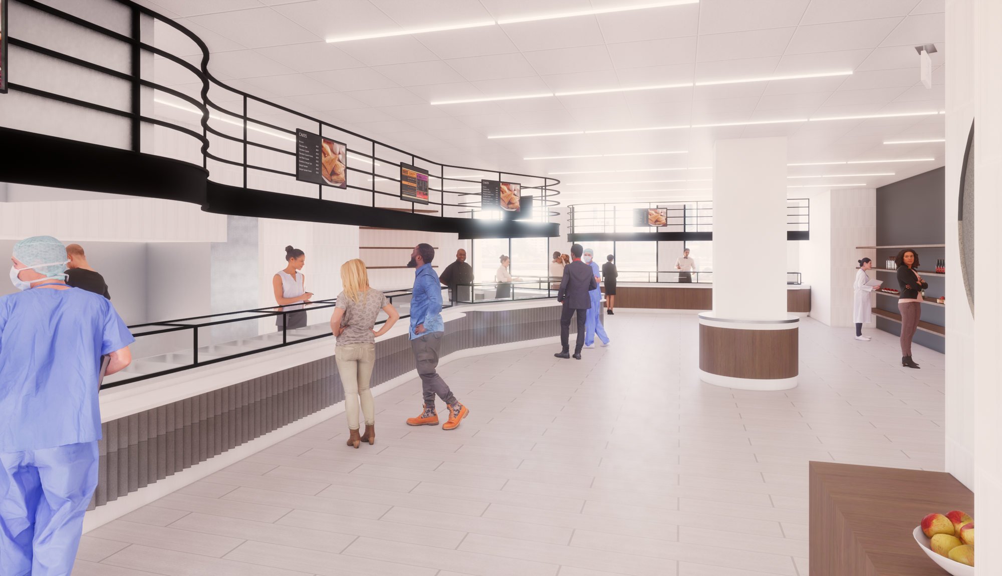 The servery inside the Baptist Adult Tower eighth-floor dining and conference space.