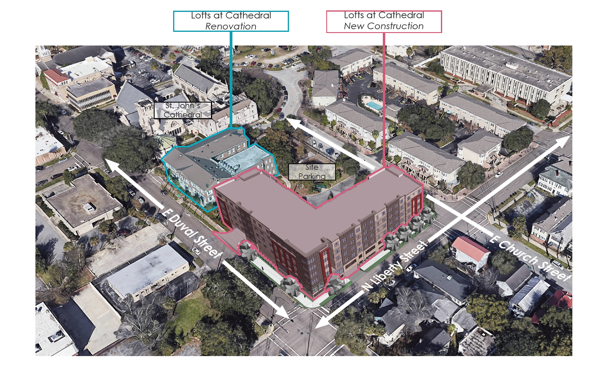 The estimated $28.78 million, 120-unit mixed-income apartment project at 325 and 327 E. Duval St.