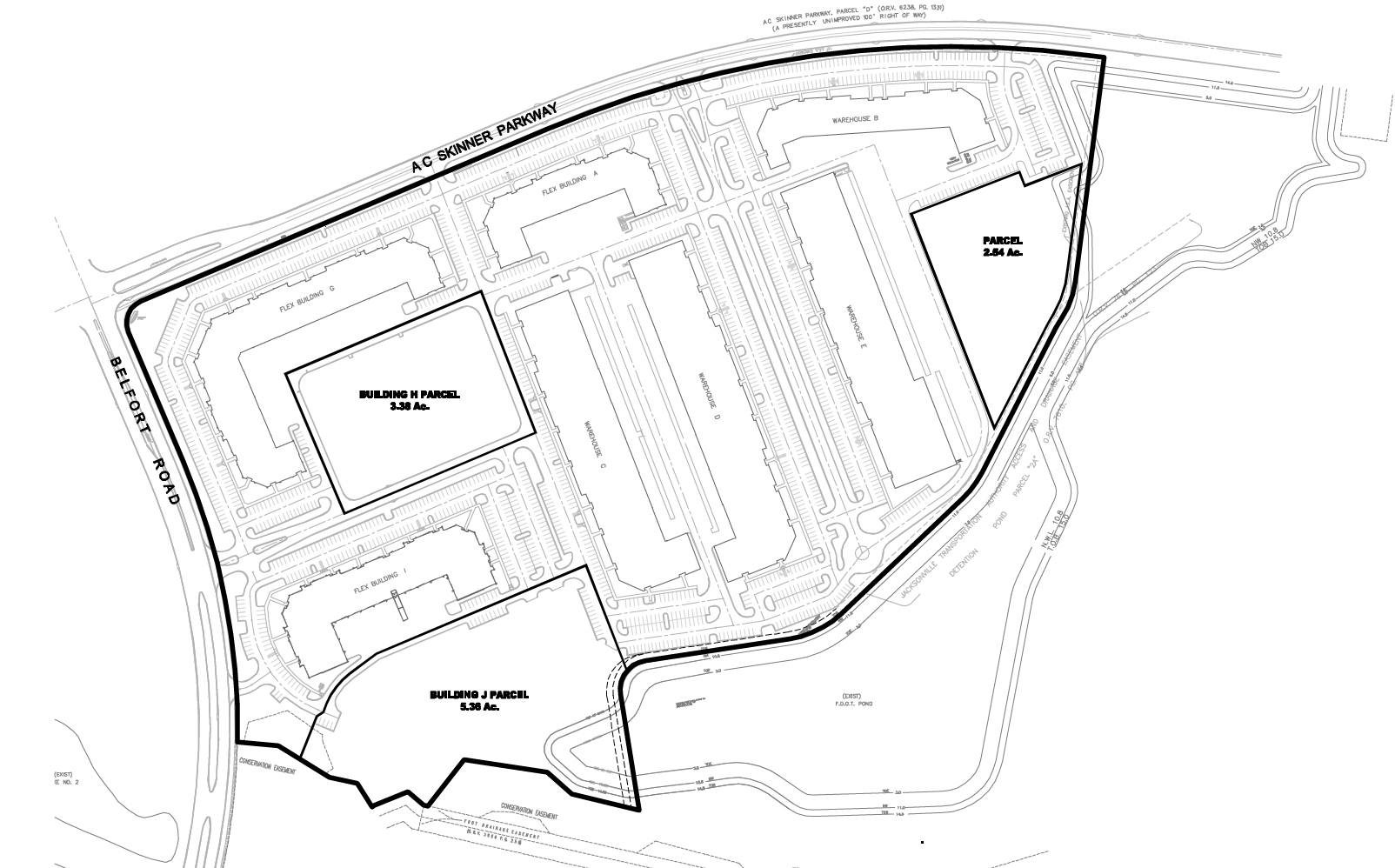 The site plan of the existing Liberty Business Park and the location of three new buildings that will complete the park.