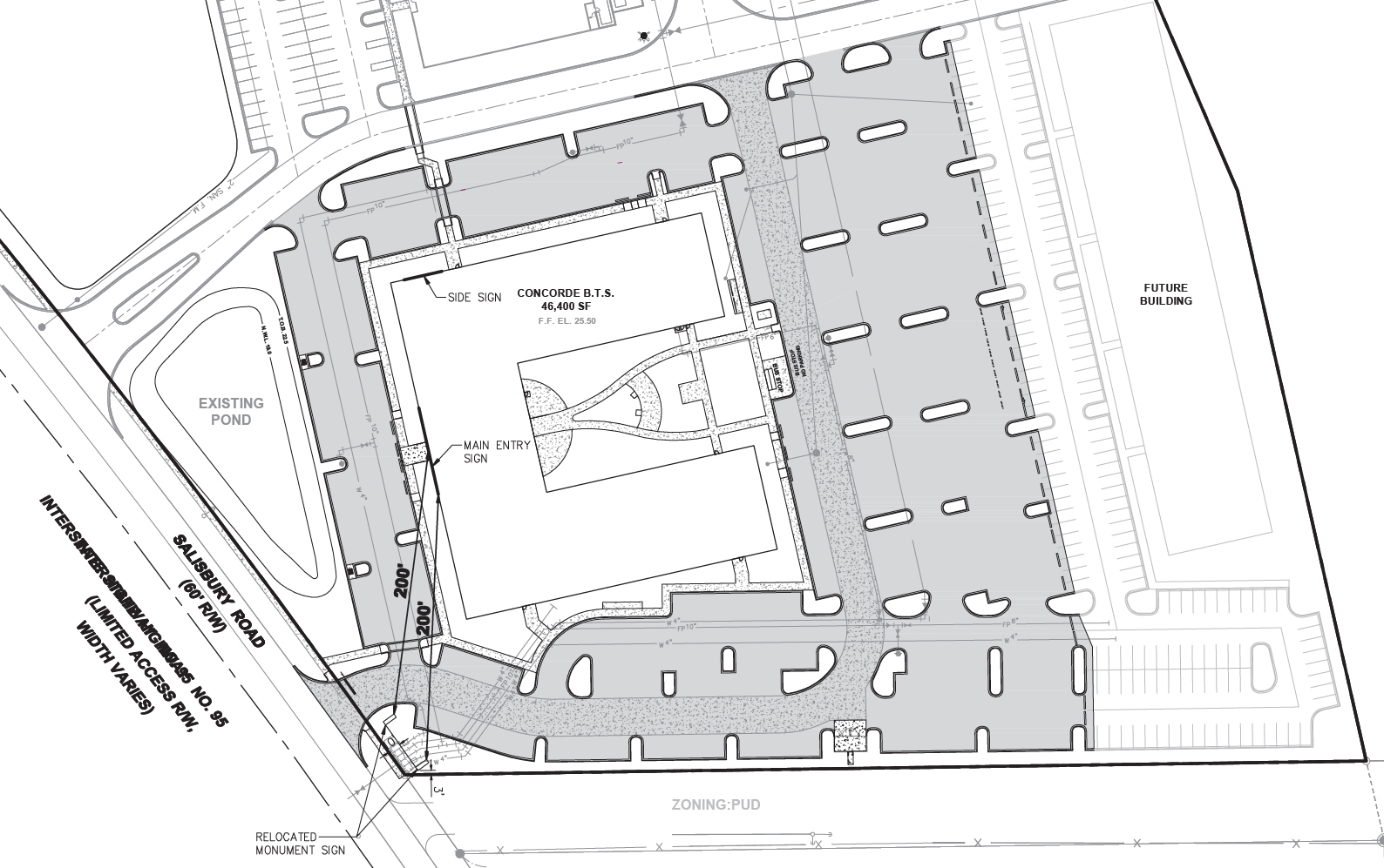 The site plan of Salisbury Business Park with the location of the proposed building construction.