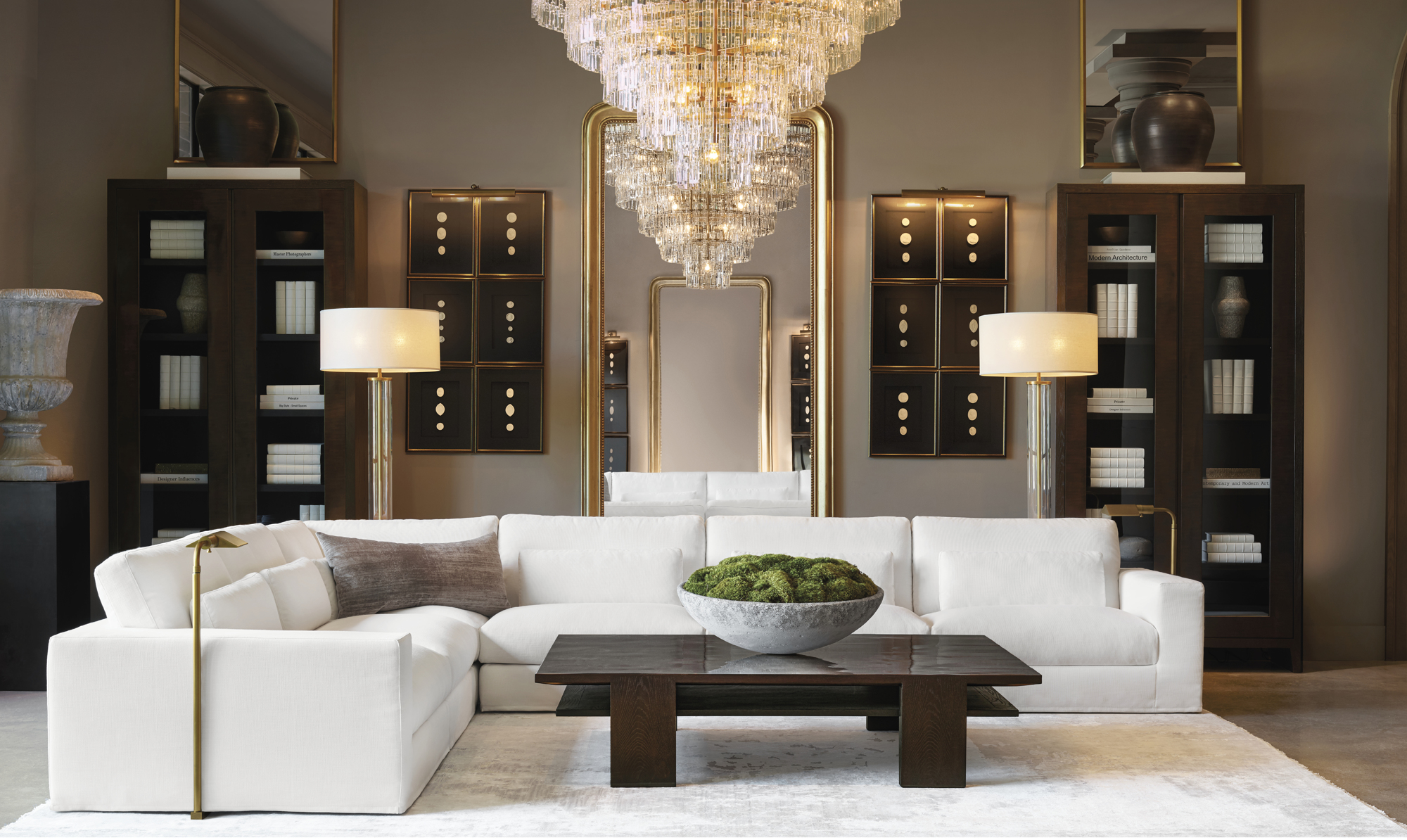The ground floor of the store includes RH Interiors and its Lugano sectional couches.