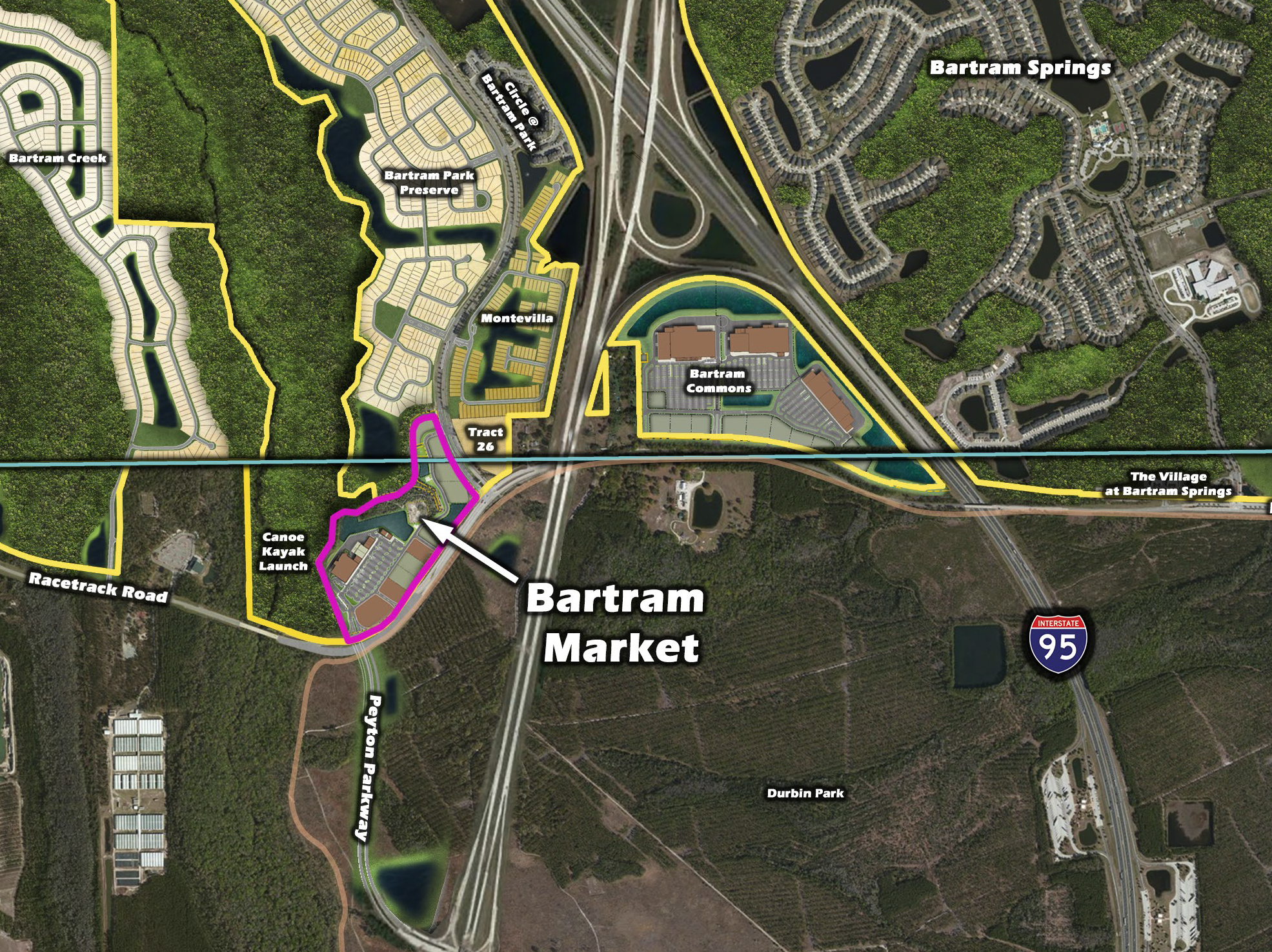 The  center is at 155 Bartram Market Drive along Race Track Road at the south end of Bartram Park in St. Johns County.