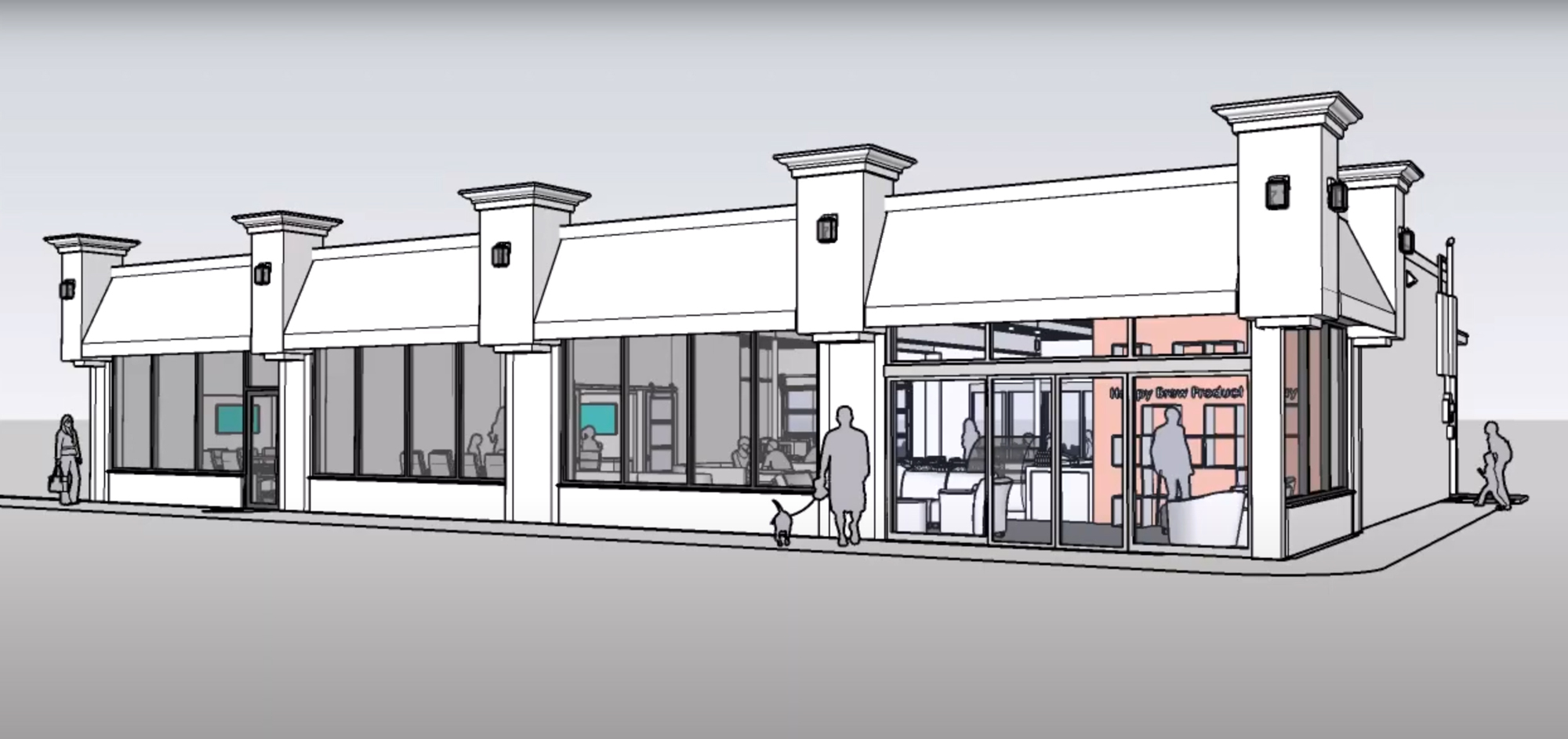A rendering of the Happy Brew Coffee Shop under renovation at 3200 Hendricks Ave.