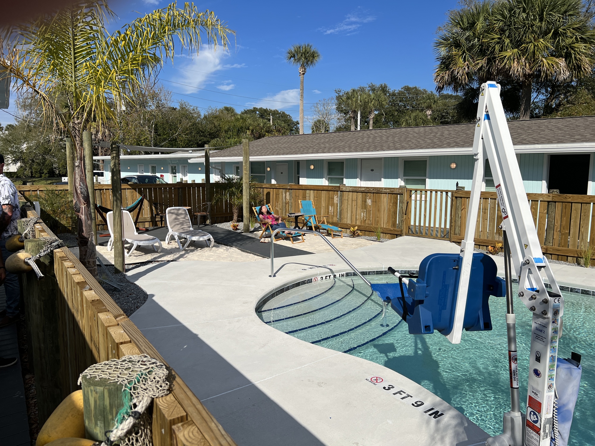 The pool area at Salt Air Inn and Suites.