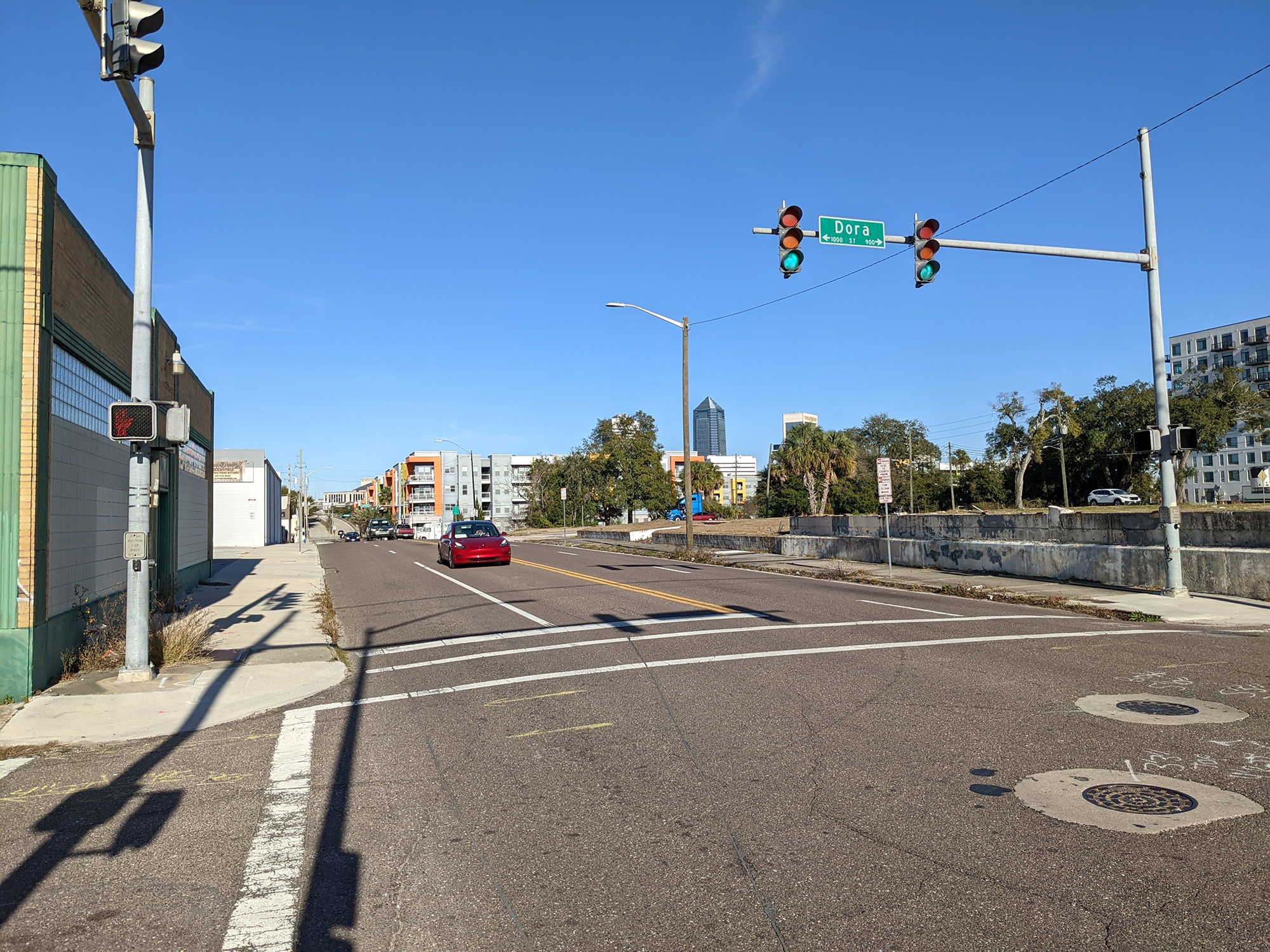 One side of Park Street in Brooklyn near Dora Street has been cleared of buildings.