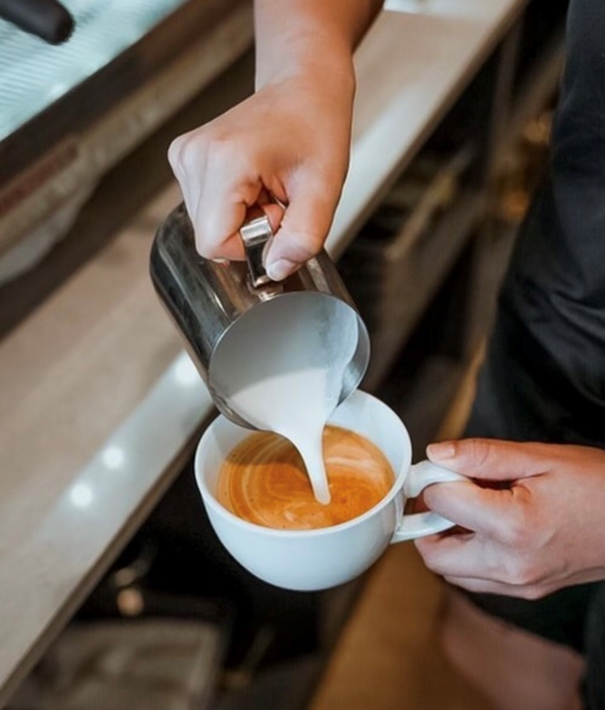 Coffee beverages include Café Con Leche, Turmeric Latte and others.