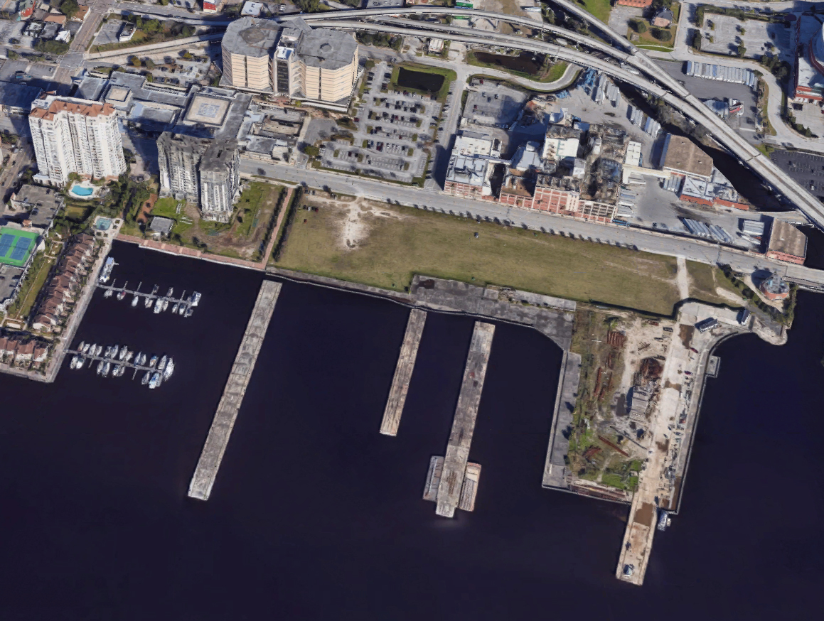 The Jacksonville Fire Museum is moving to this area east of the unfinished Berkman Plaza II along Bay Street. (Google)
