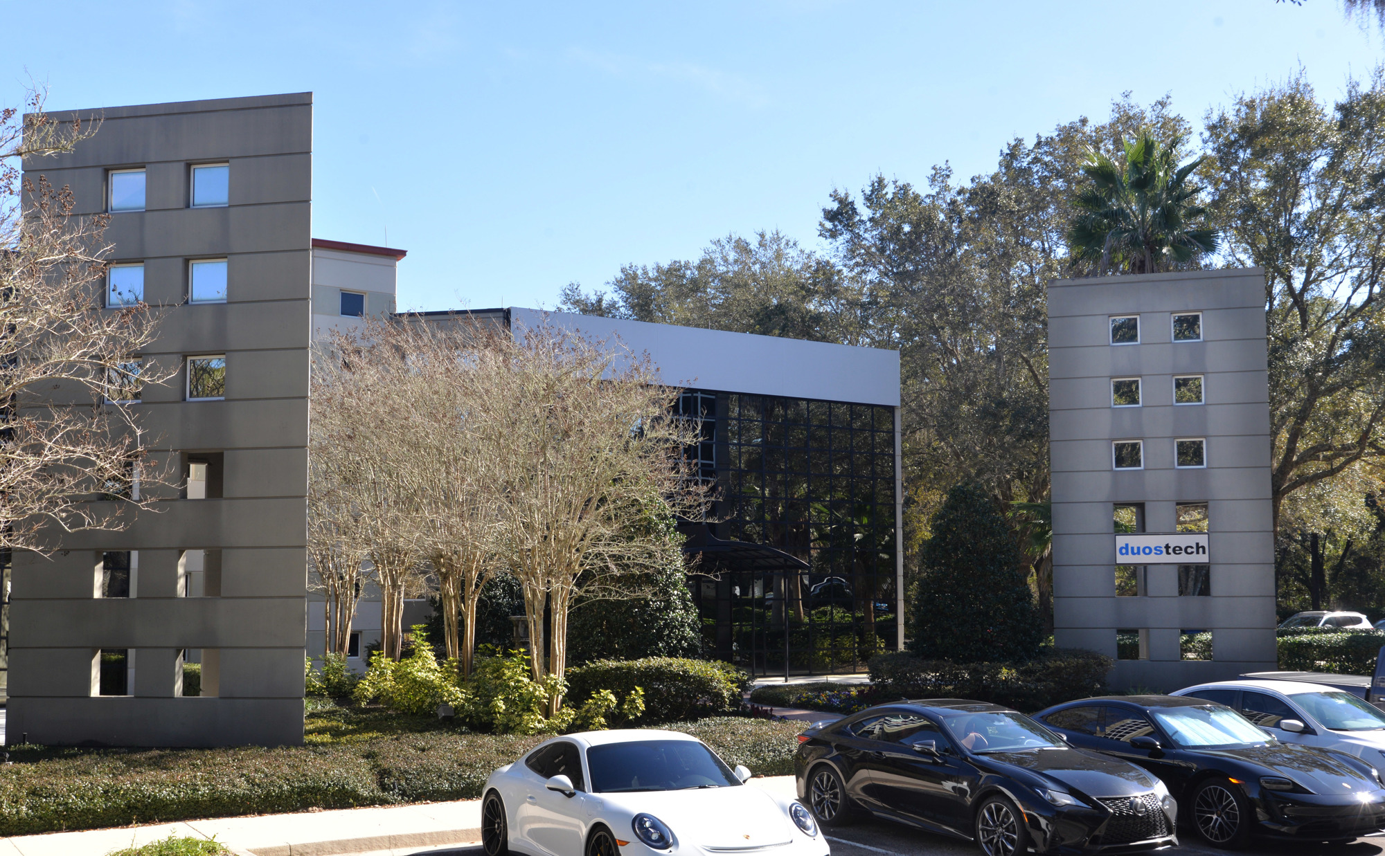 The headquarters of Duos Technologies Group at 7660 Centurion Parkway, Suite 100. The company moved to the Southside offices near the Johnson & Johnson Vision campus in 2021. (Photo by Dede Smith)