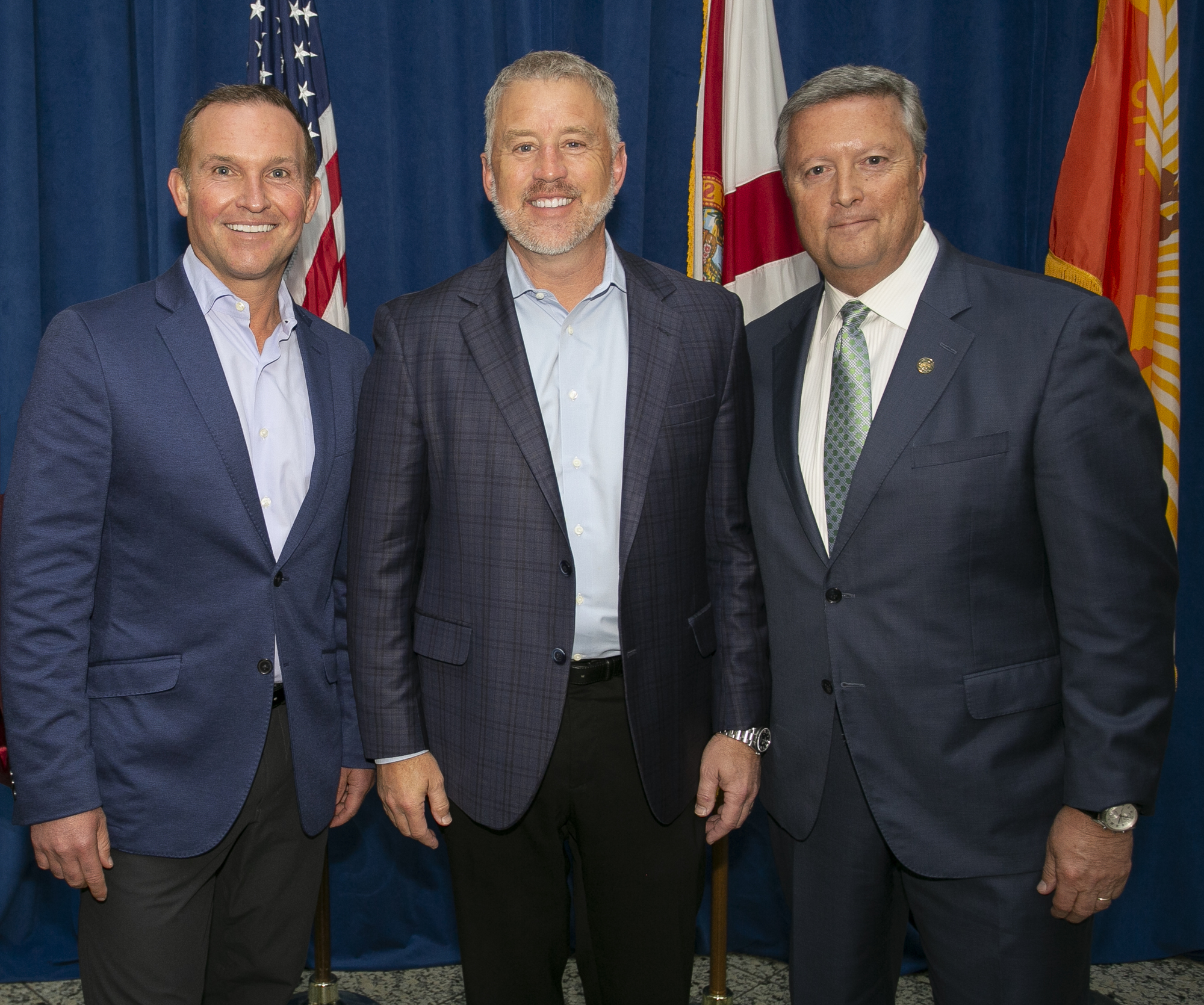 Mayor Lenny Curry, best bet President and JU board member Jamie Shelton and JU President Tim Cost. (City of Jacksonville photo)