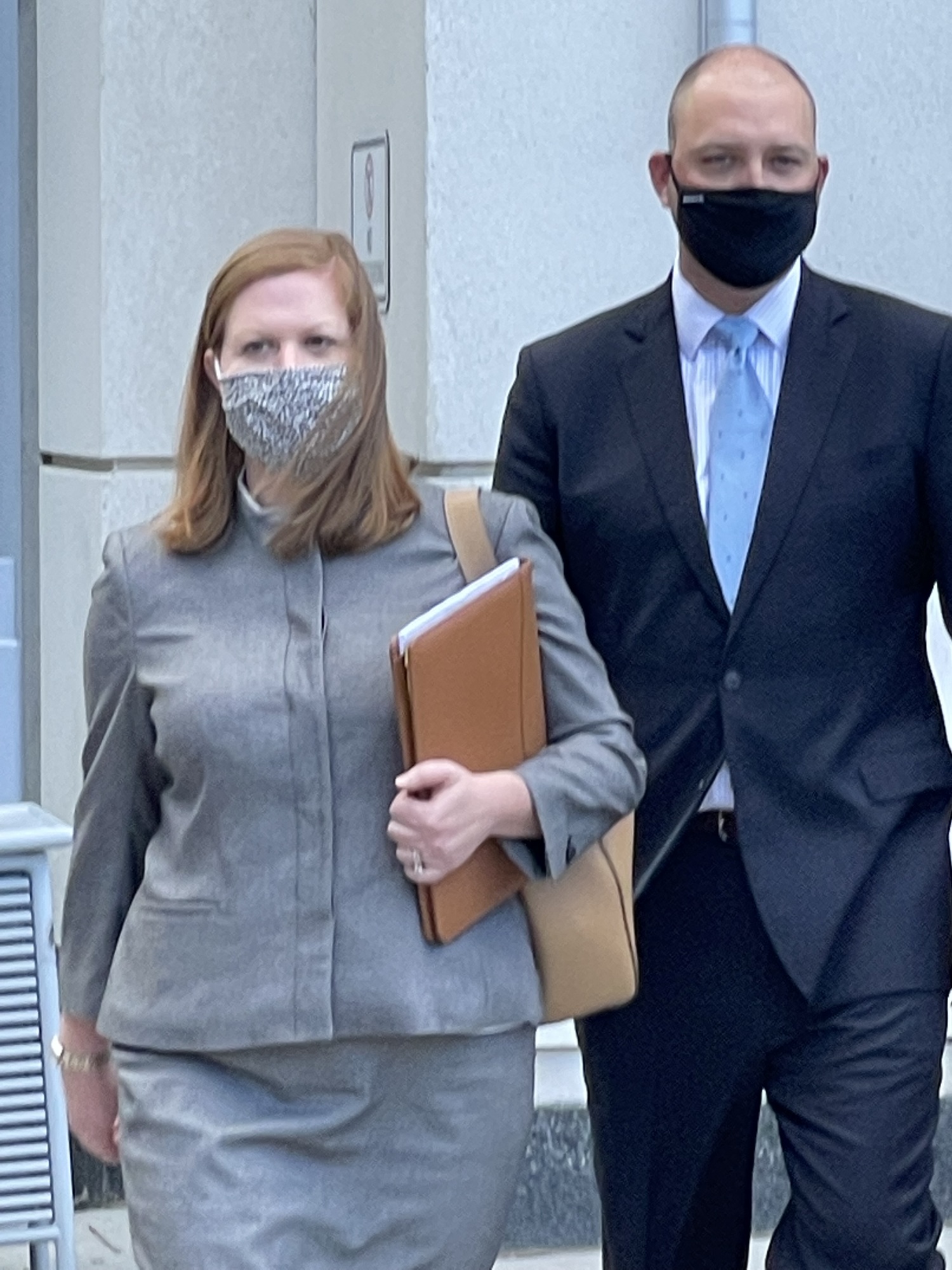 Fired JEA Chief Financial Officer Ryan Wannemacher leaves the federal courthouse Downtown on March 8 with his attorney Catherine M. Licandro after pleading not guilty to federal charges.