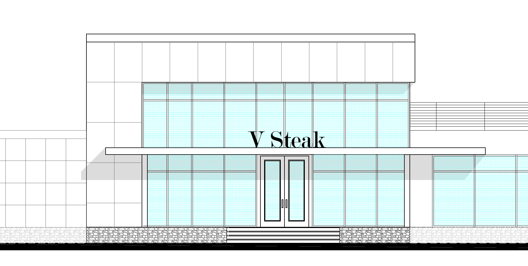 A tighter view of the rending for V Pizza's proposes V-Steak.