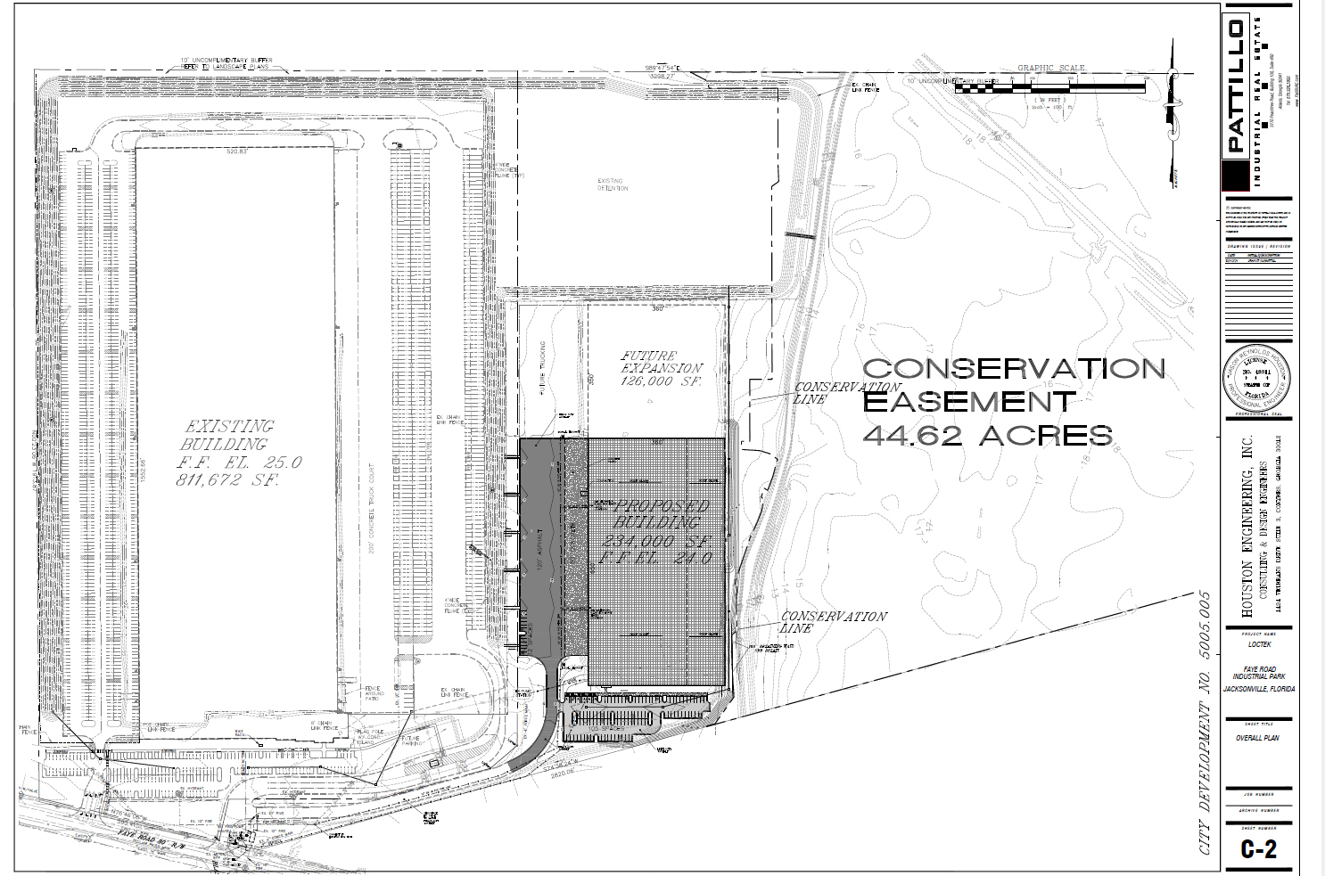 A site plan for the proposed Loctek warehouse and expansion along Faye Road.