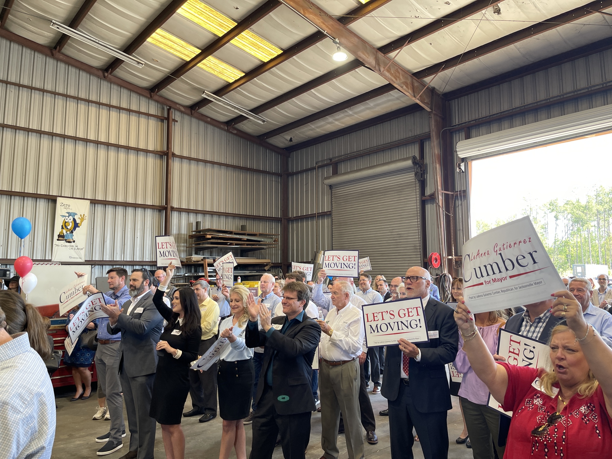 About 100 supporters watched as Cumber announced her candidacy.