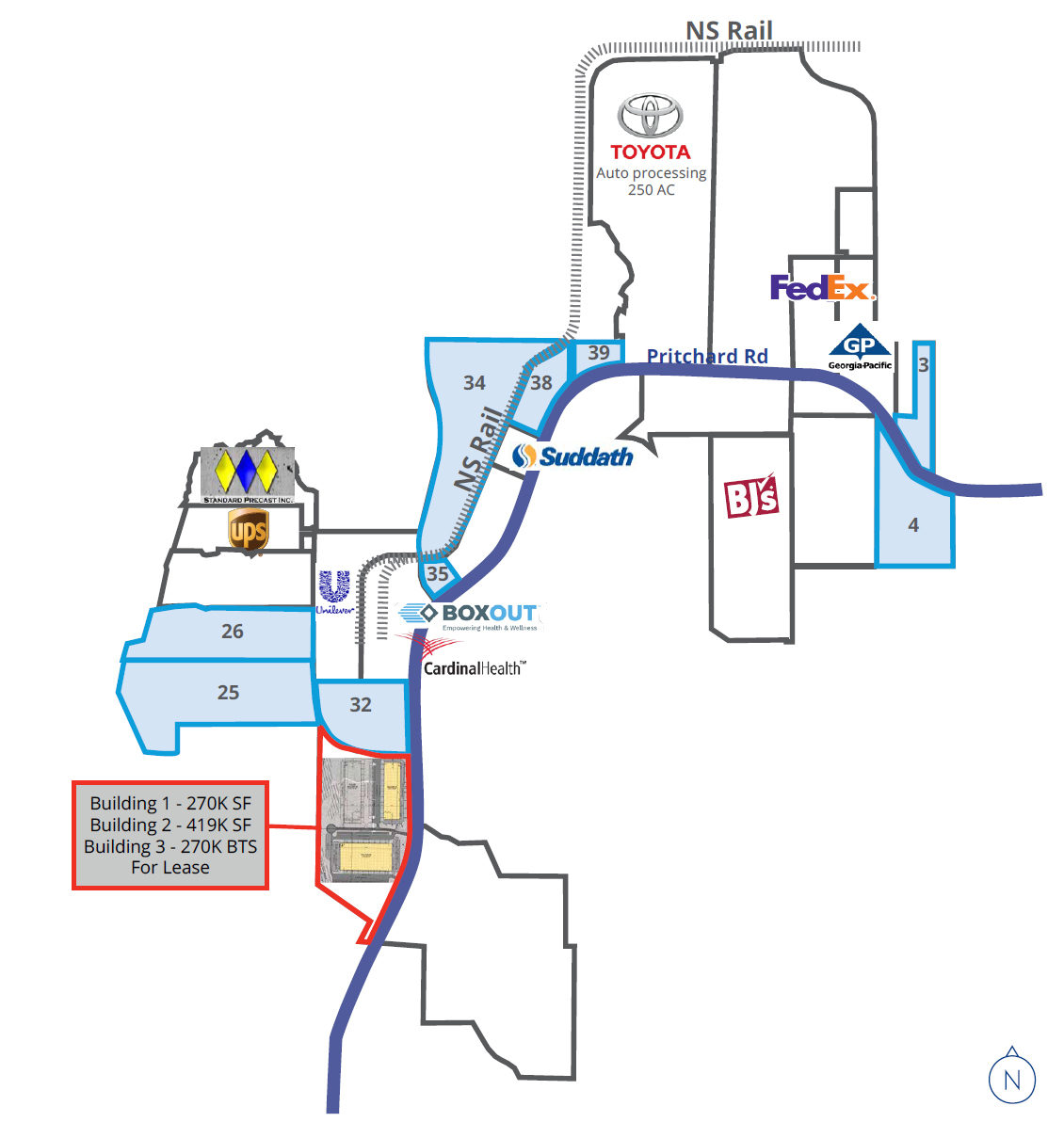 A map of Westside Industrial Park.