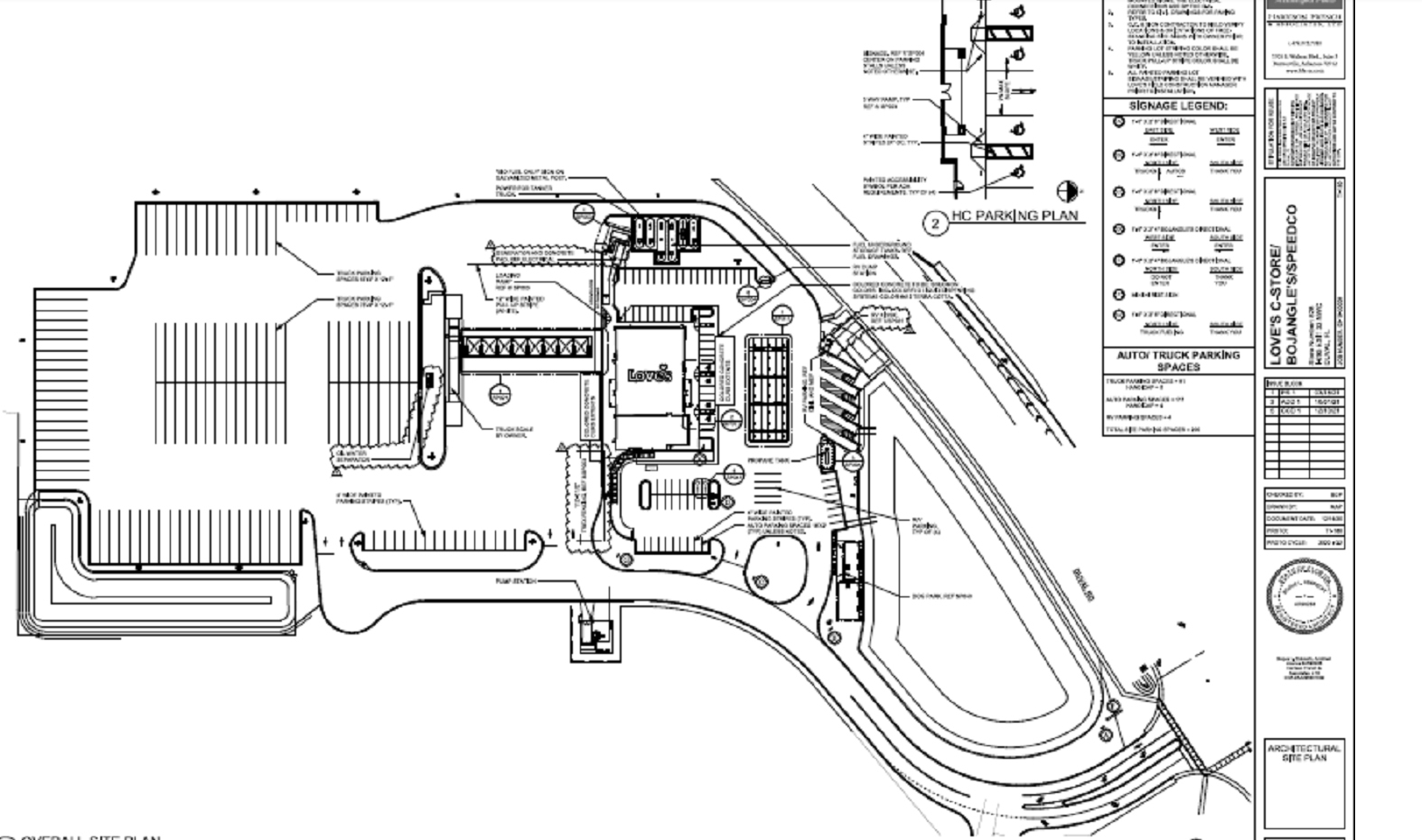 The site plan for the Duval Road Love's.
