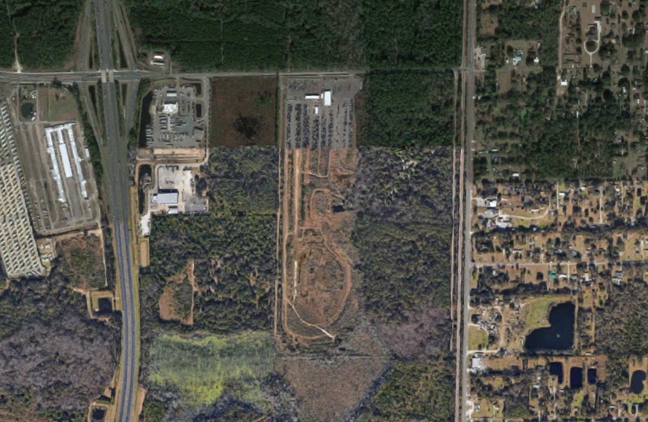 A satellite image of the property, which is west of Interstate 295 adjacent to North Main Street. (Google)