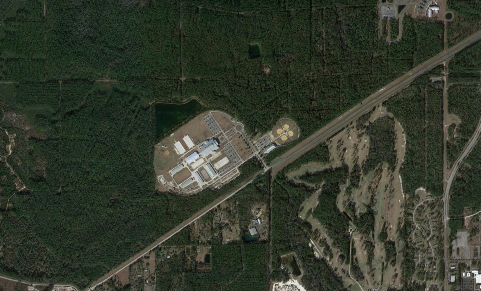 A satellite image of the future fairgrounds site at the Jacksonville Equestrian Center. (Google)