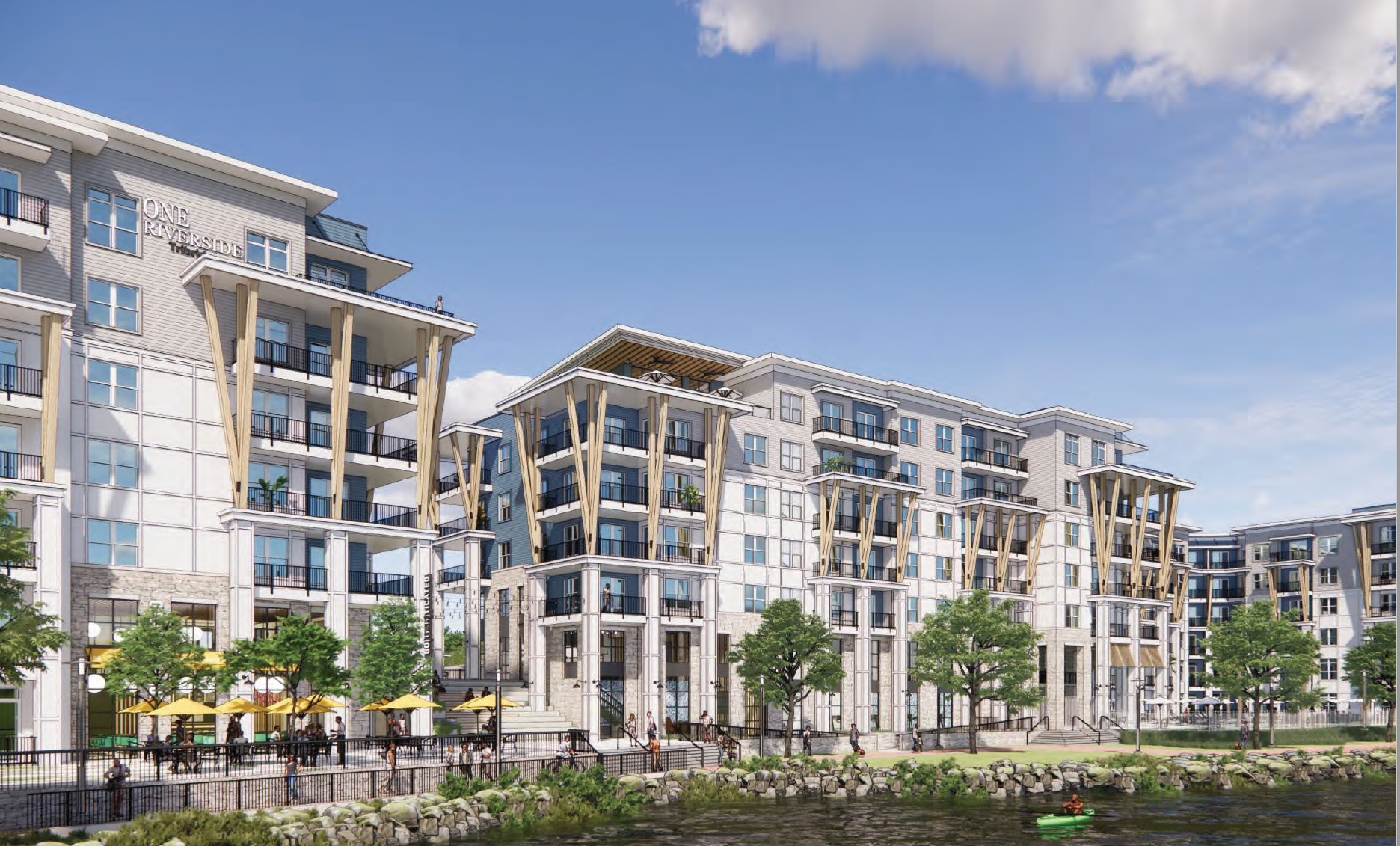 The  first phase of the $250 million One Riverside project include Whole Foods Market, 270 multifamily units, a riverfront restaurant, retail and structured parking.