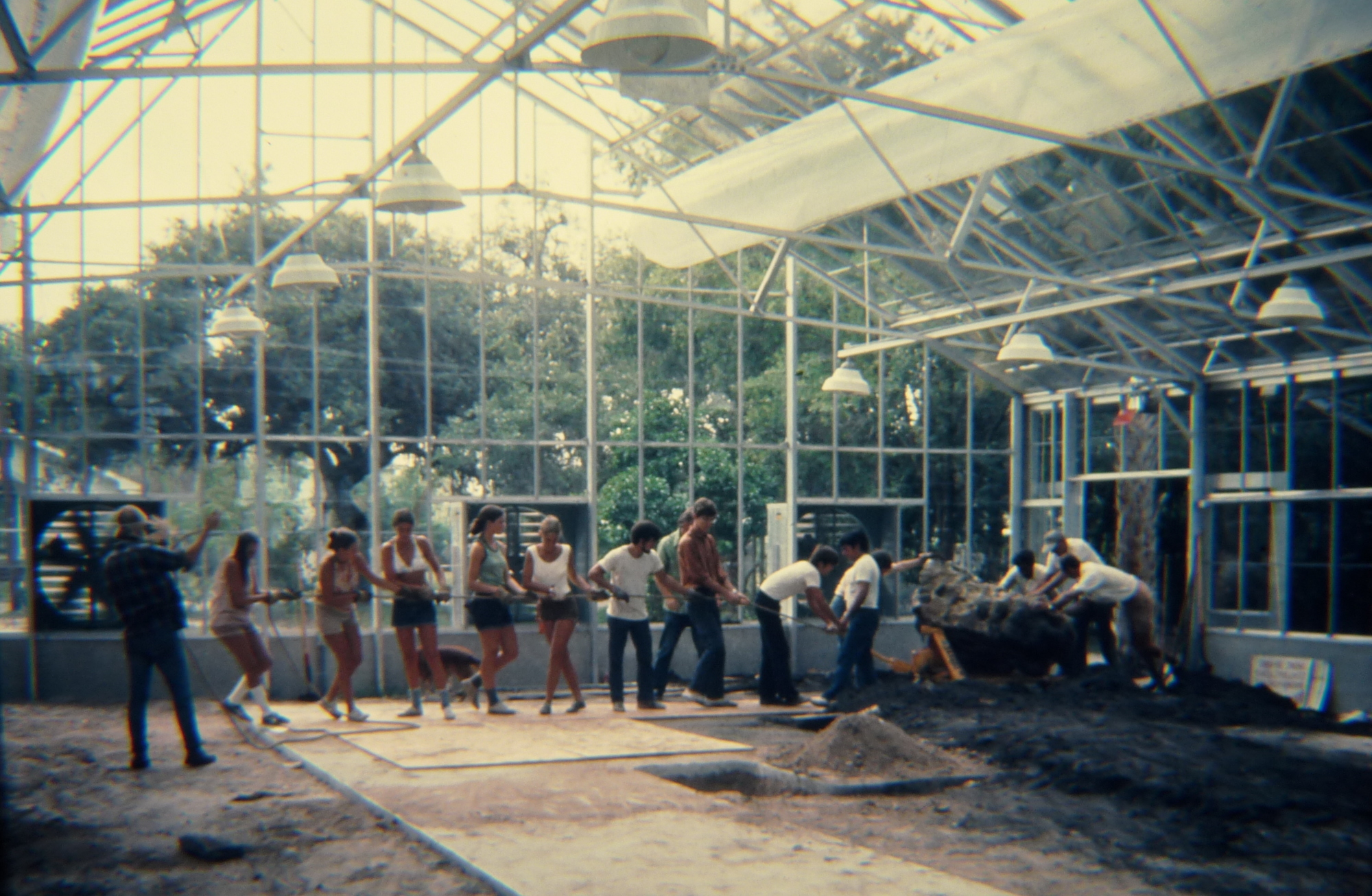 Placing rocks in what is now the Tropical Conservatory in 1974.