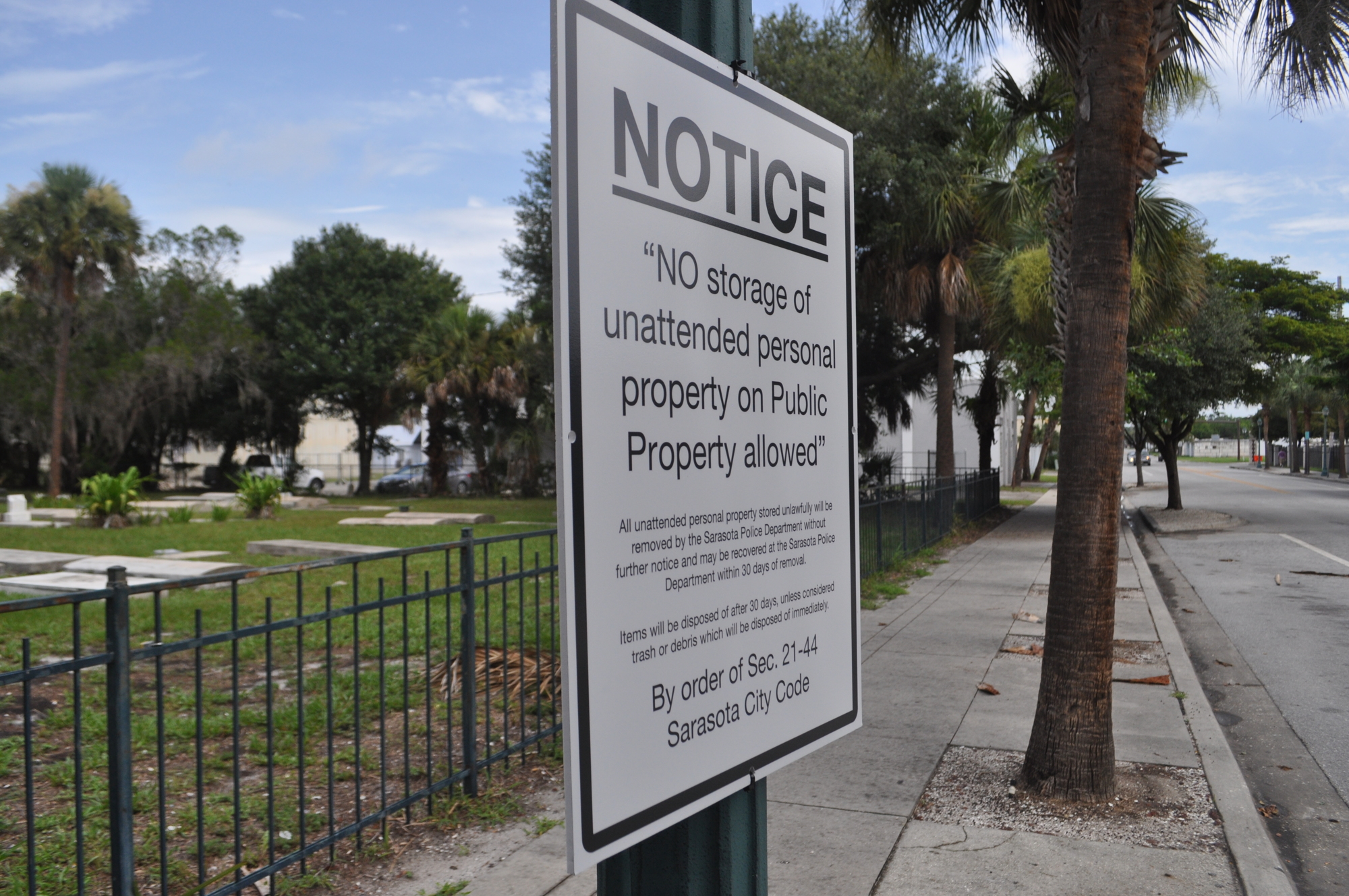 An ordinance restricting the storage of personal property on public land is one way the city has tried to address homeless complaints in the Rosemary District.