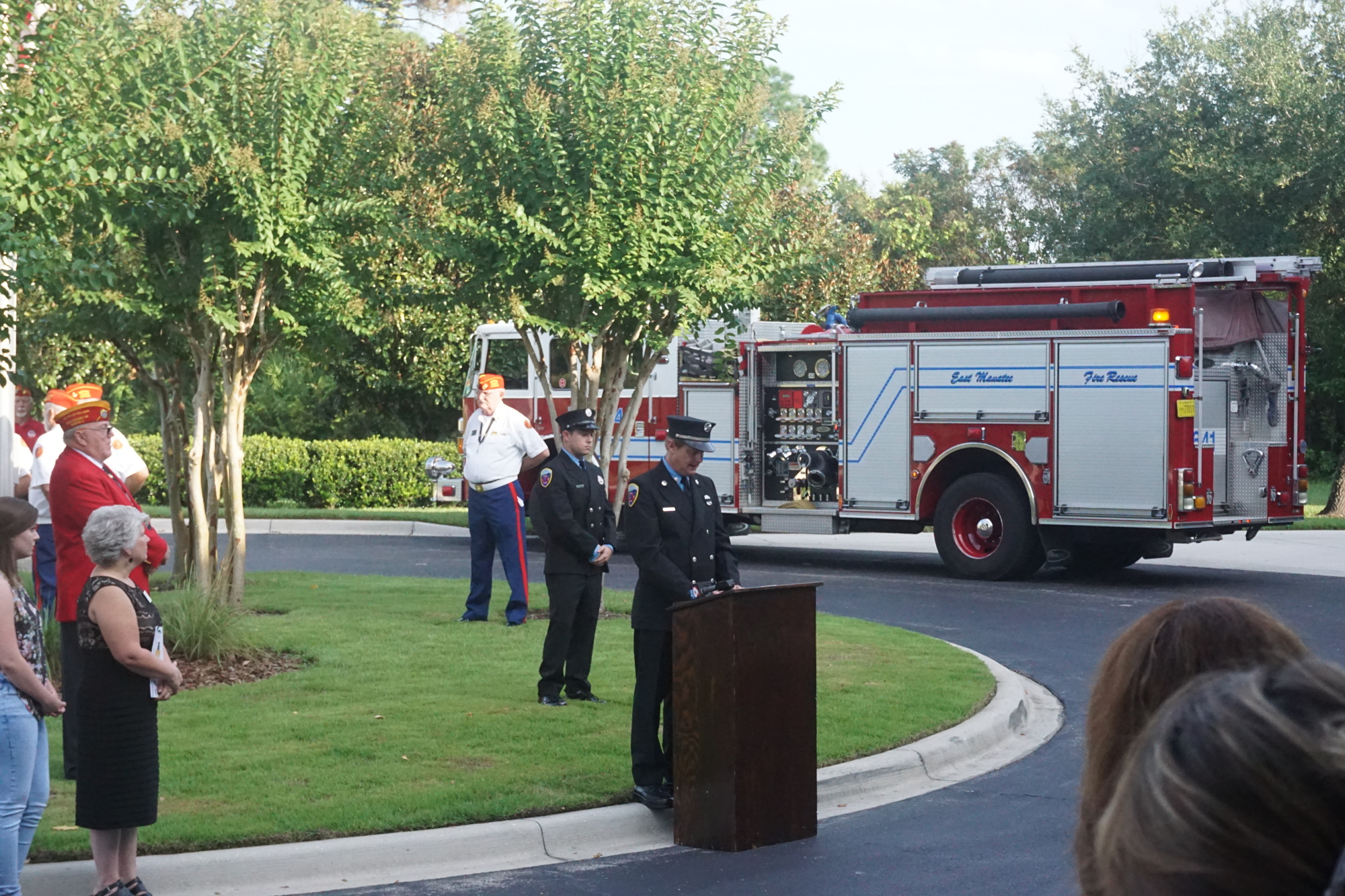 Local engineer Jefferson Bagley speaks for an audience at the East County State College of Florida Sept. 11 ceremony.