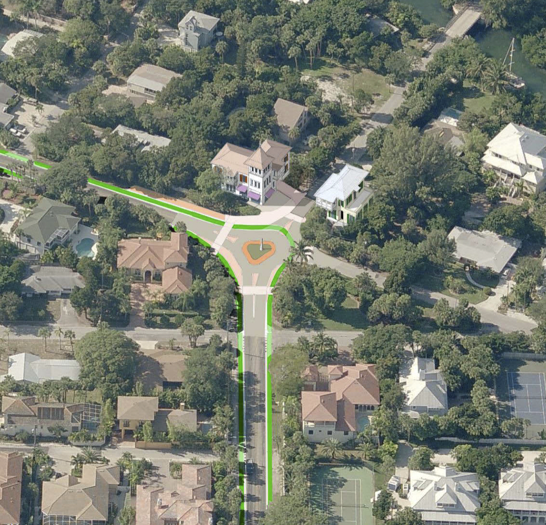 This drawing from the Urban Design Studio shows a hypothetical build out of Siesta Drive and Higel Avenue, with buildings and road features designed to slow down drivers.