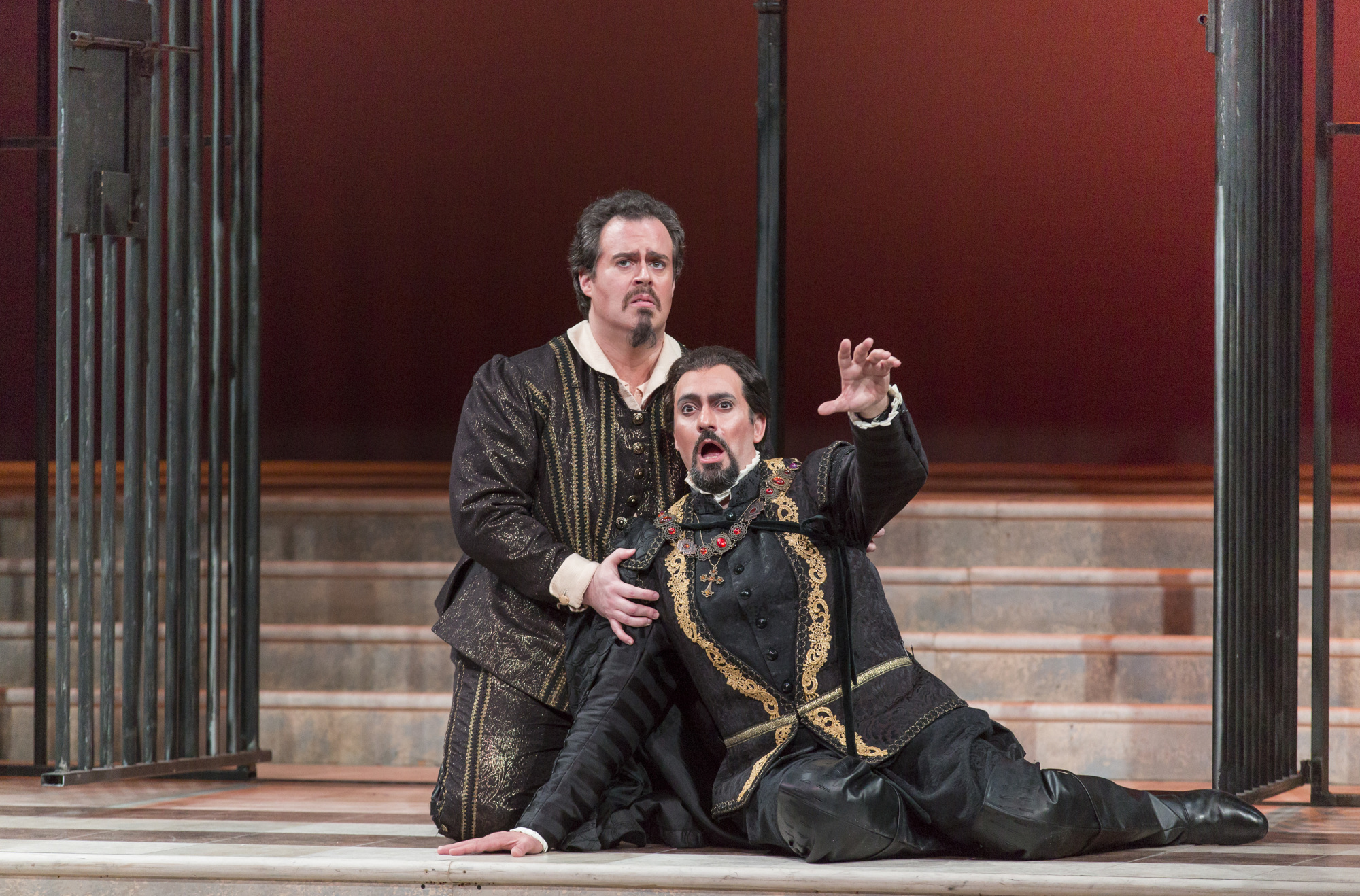Jonathan Burton as Don Carlos and Marco Nistico as Rodrigue in Verdi's 