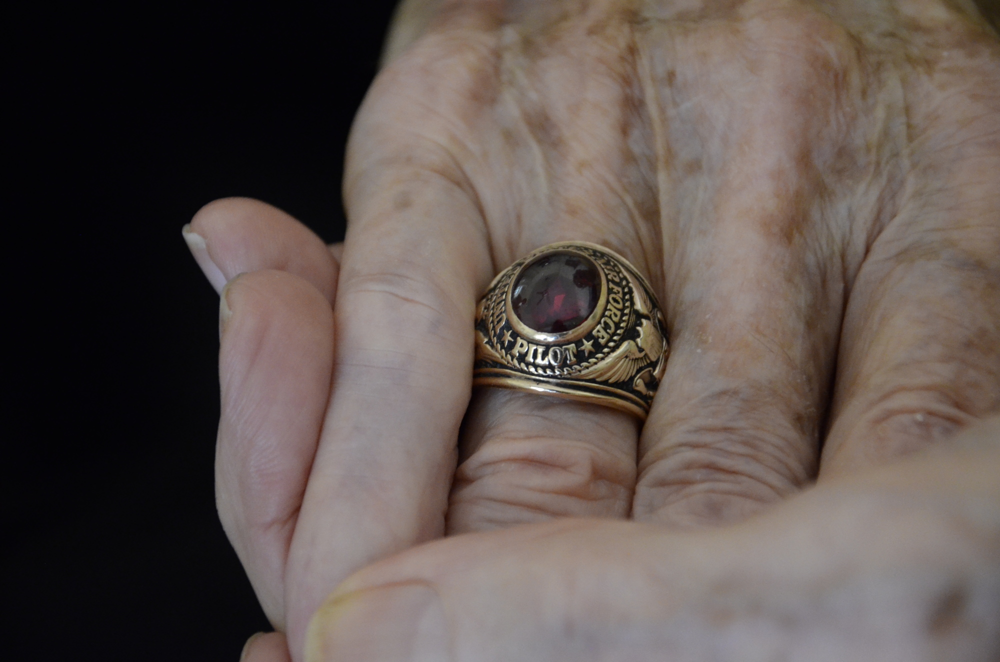 Hank Lackey wears this ring from the Air Force every day. “I just wanted to fly all the time,” he said.