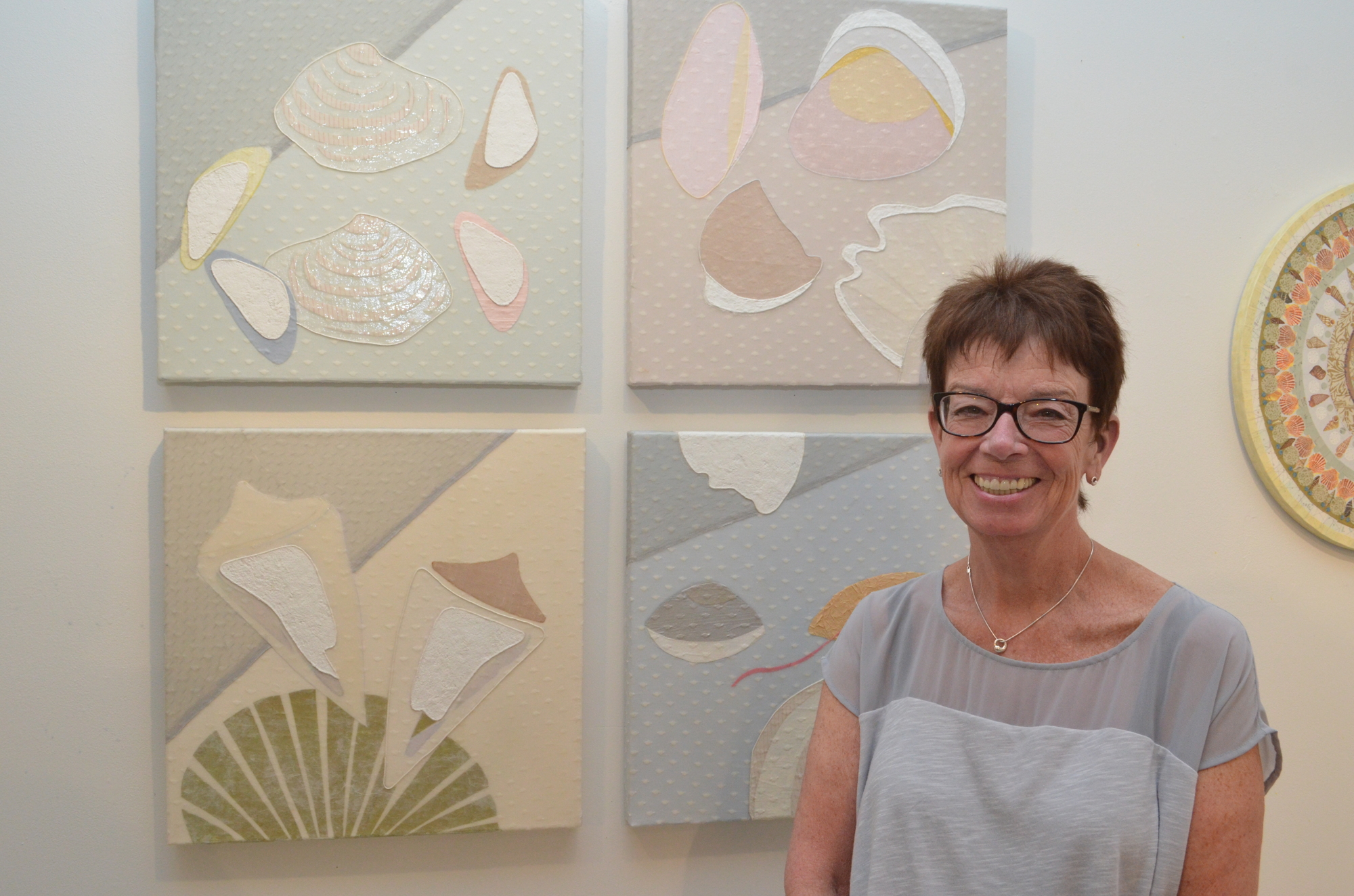 Meg Pierce with her semi-abstract and expressive take on Florida's sea life at the Art Center Sarasota