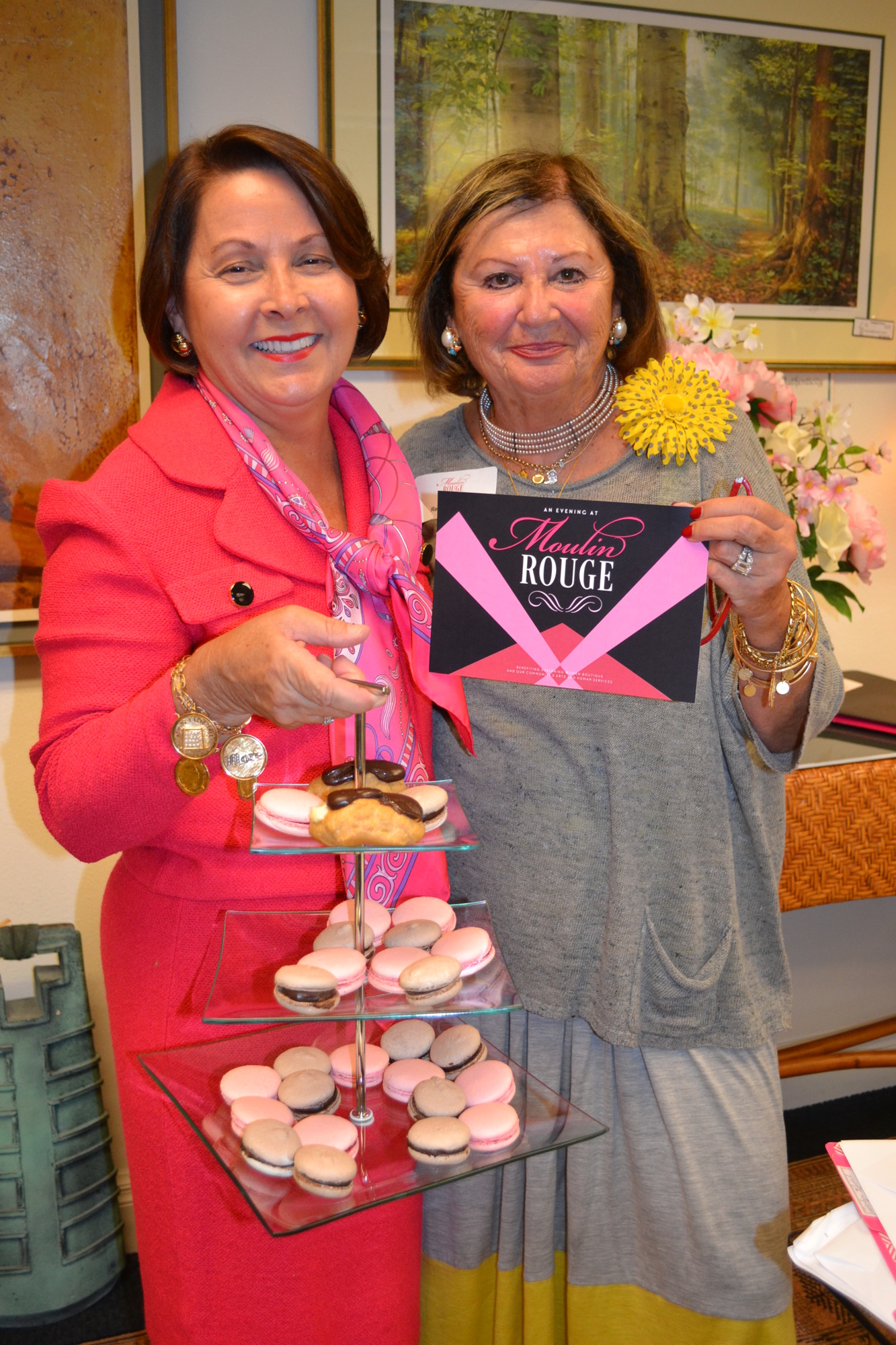 Co-chairs Kathy Coffey and Renee Hamad served macarons to their committee for 