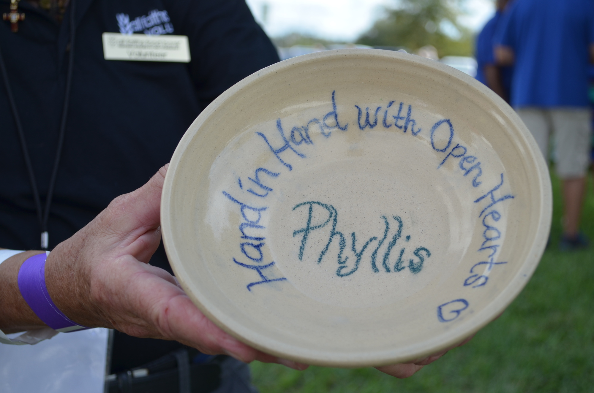 The handmade bowl that Phyllis Siskel received from cadets at Sarasota Military Academy Prep.