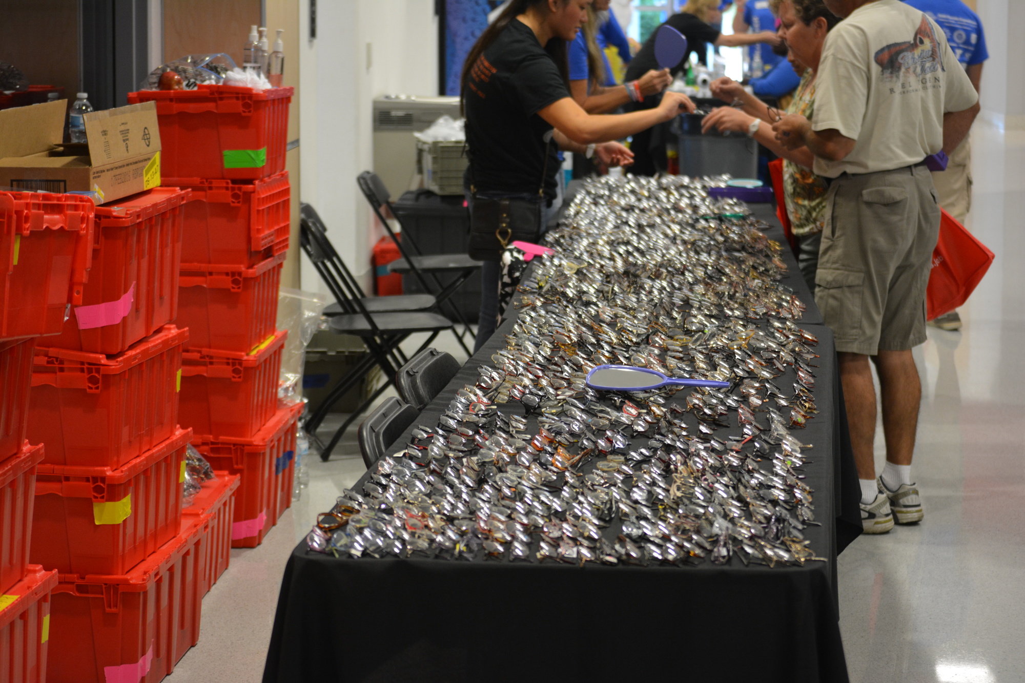 Patients had their pick of hundreds of pairs of glasses on Saturday at Remote Area Medical's clinic at Manatee Technical College.