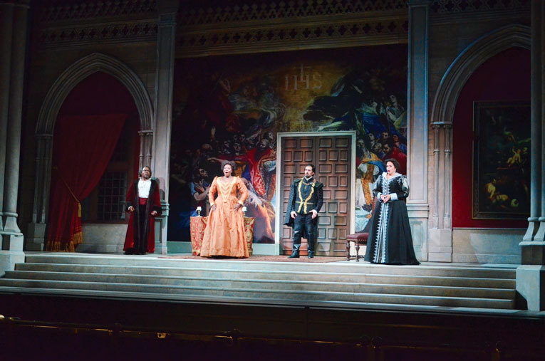 Kevin Short, Michelle Johnson, Marco Nisticò and Mary Phillips perform a complicated quartet during Act IV of the opera.