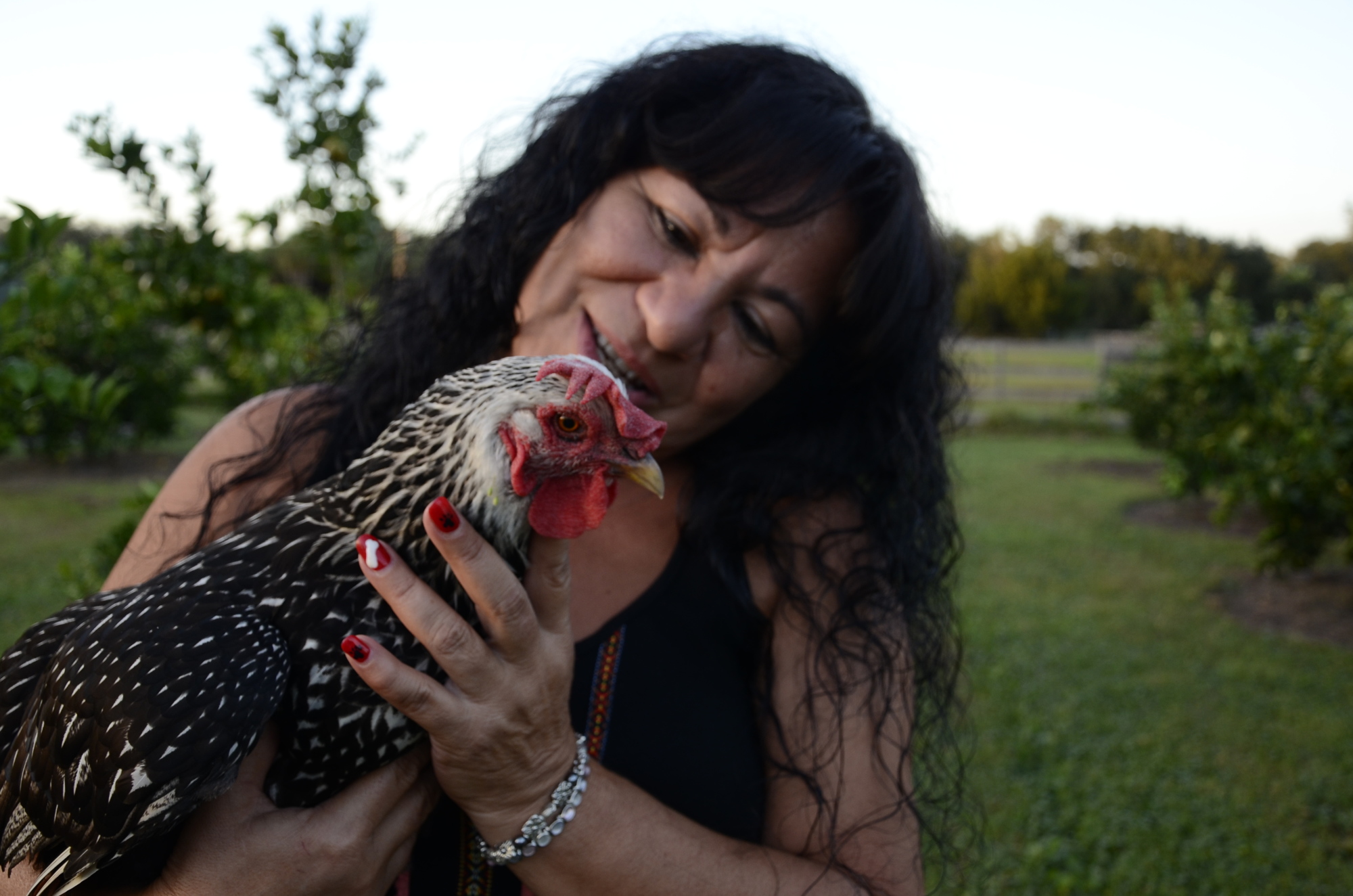 Margie Hernandez keeps a coop of 14 free-range chickens. She's named all of them.