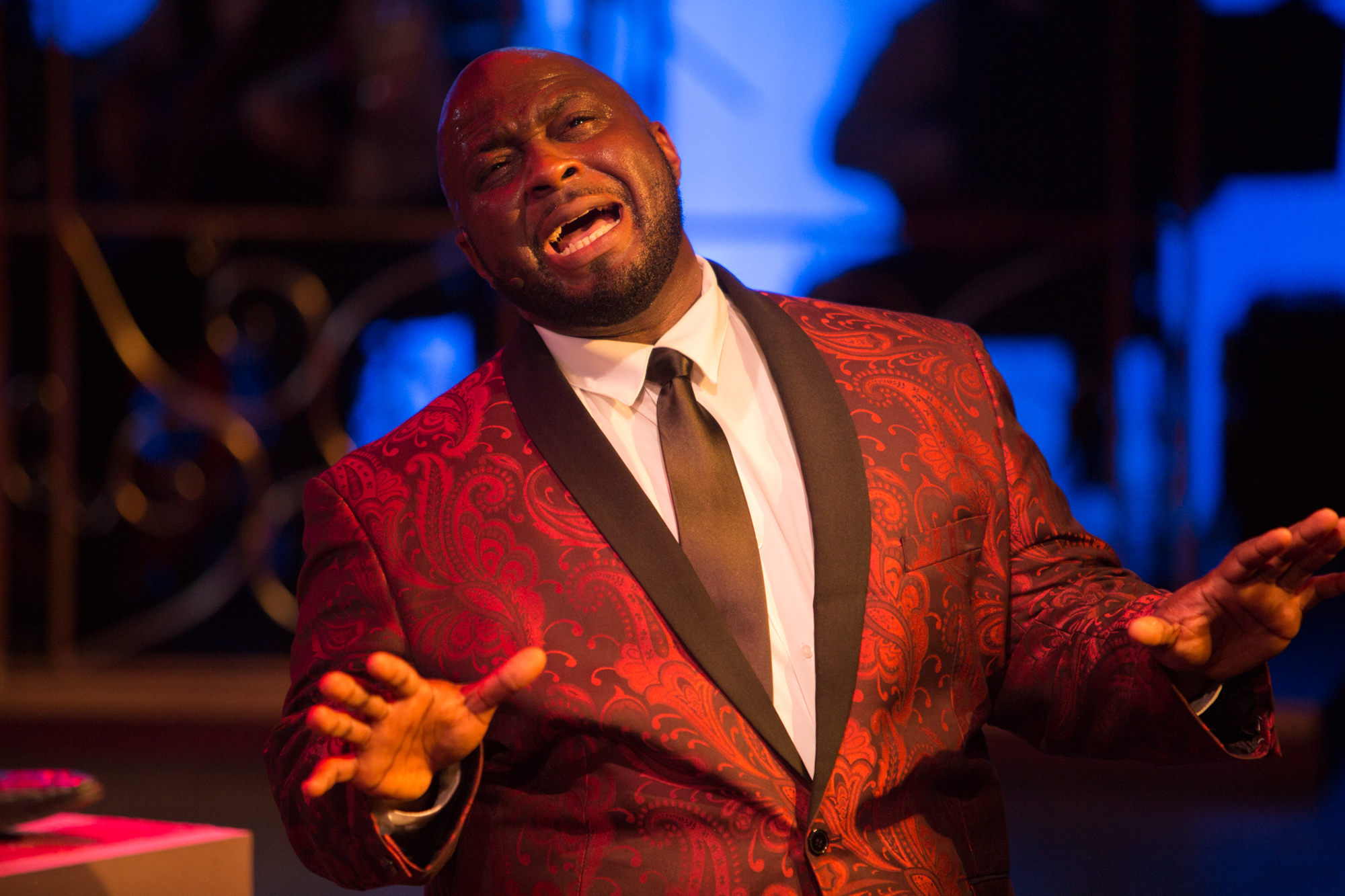 Leon S. Pitts II channeling the Christmas and Motown spirit in Westcoast Black Theatre Troupe's 