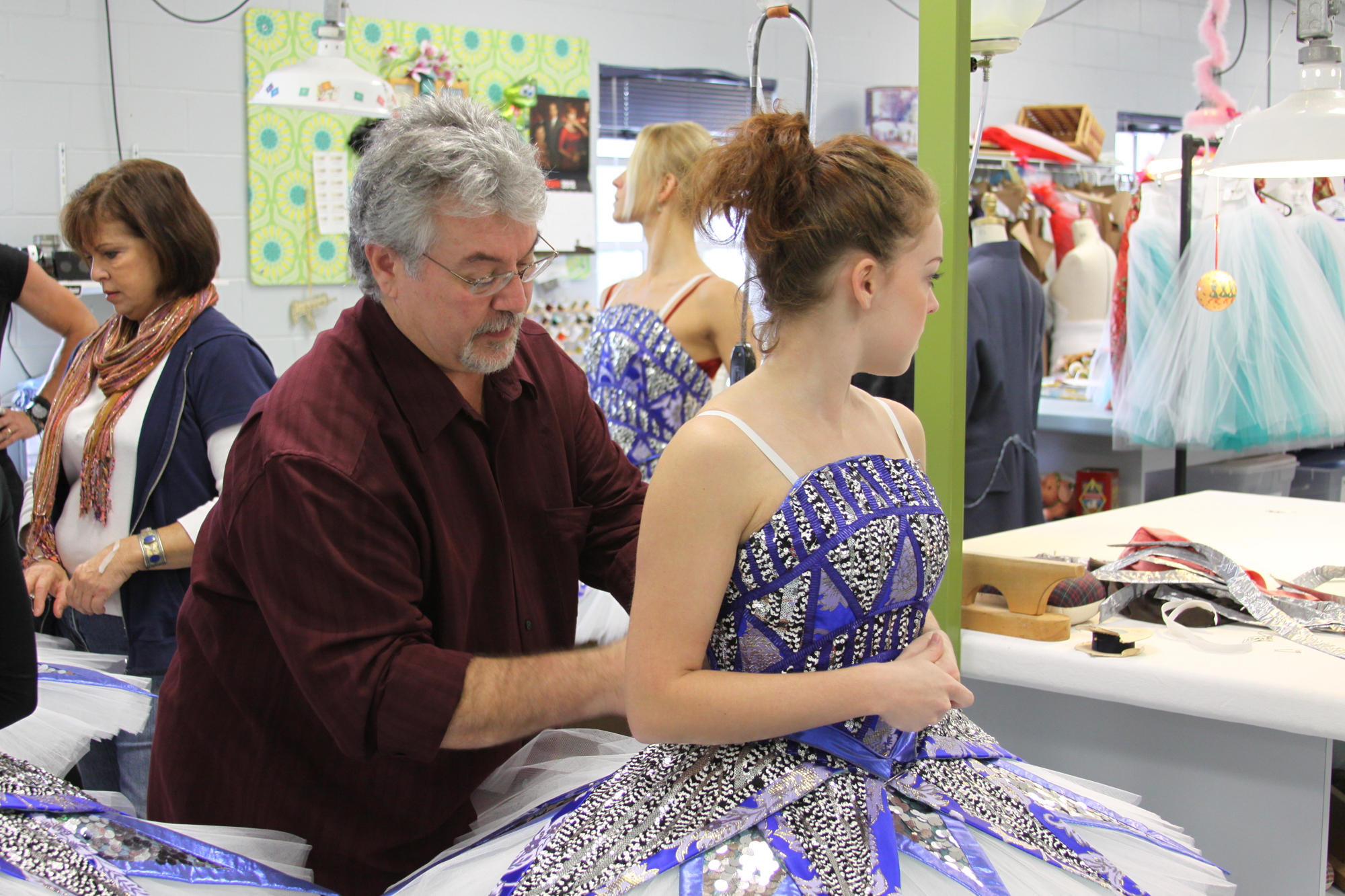 Costume shop manger David M. Covach and his staff at the Asolo Repertory Theatre’s costume shop help fit and create the Sarasota Ballet’s circus-inspired costumes during the show’s original 2012 run.