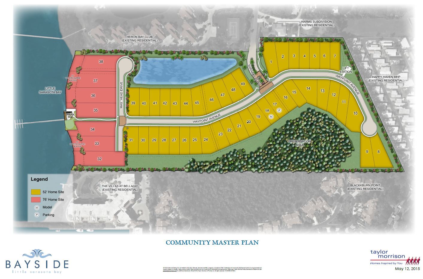 The Bayside community master plan, courtesy of Taylor Morrison.