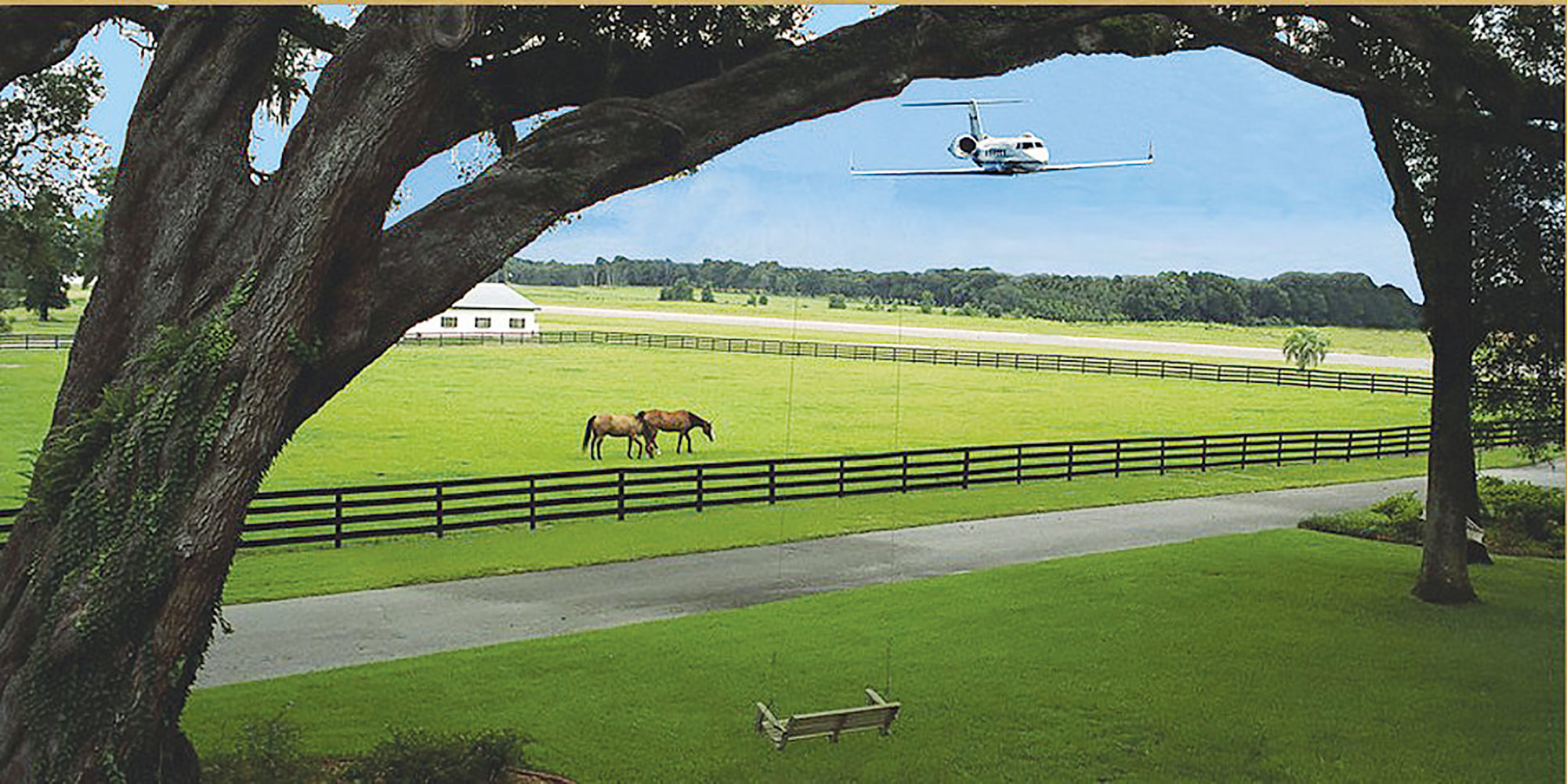 Parcels would be around 10 acres apiece so they could easily accomodate both horses and stables and a plane with a hangar.