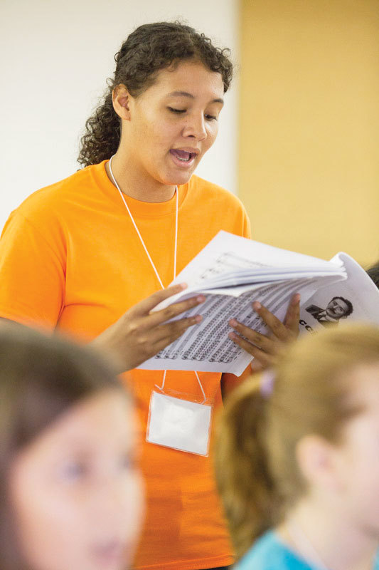 Emily Mulling sings in chorus class. Photo by Rod Millington.