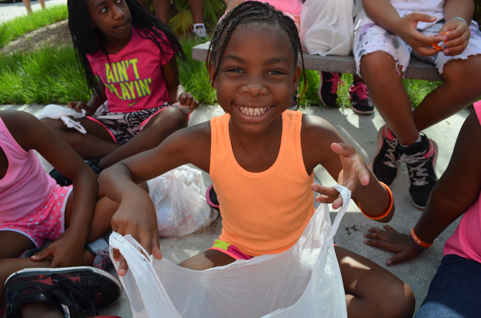 Amira Bryant with her bag of goodies to start off the summer.