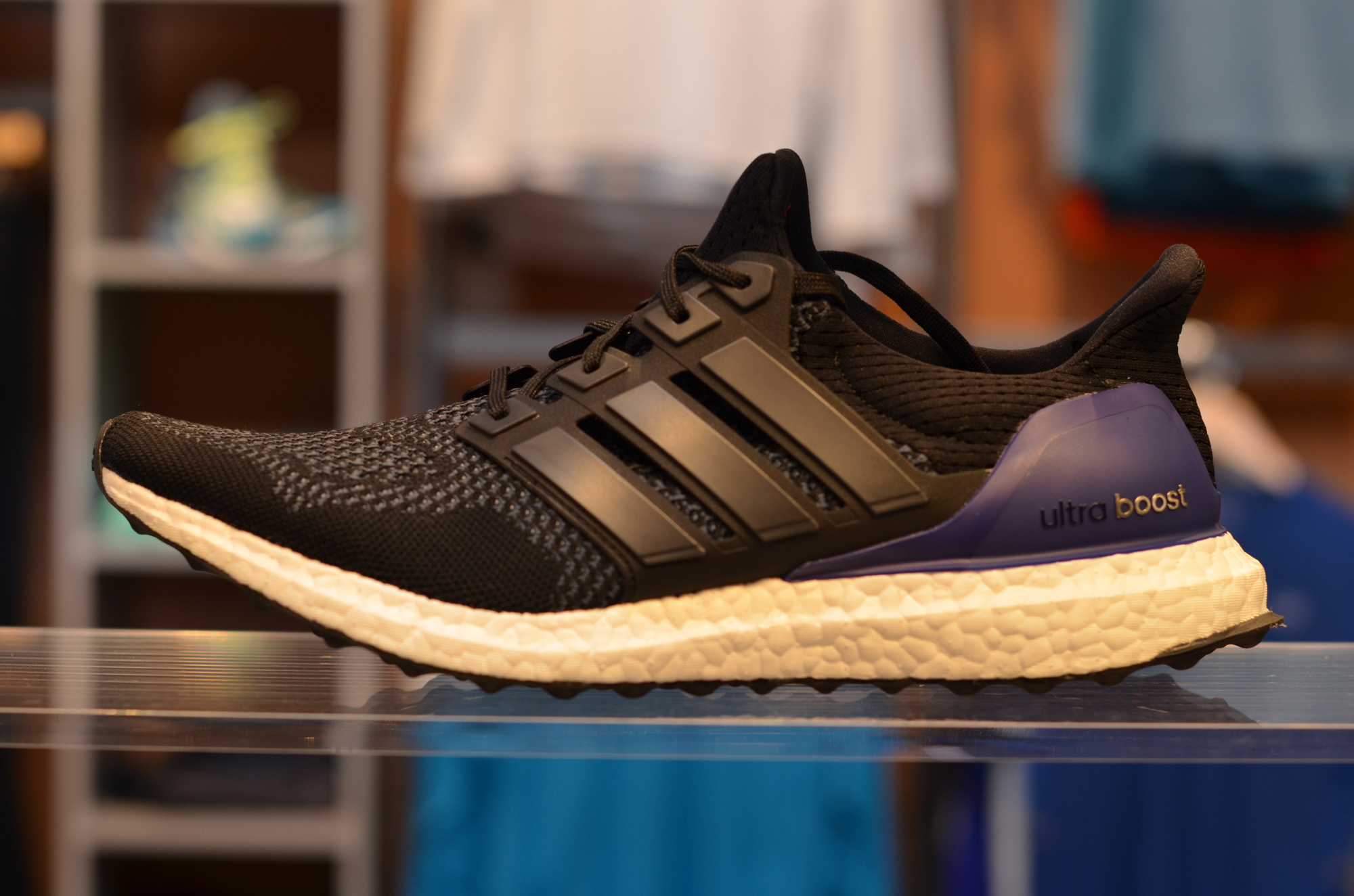 Adidas Ultra Boost (men’s), $180, at Fleet Feet Sarasota. This shoe’s upper is completely knitted like a sock, with a four-way stretch rubber sole for softer shock absorption.